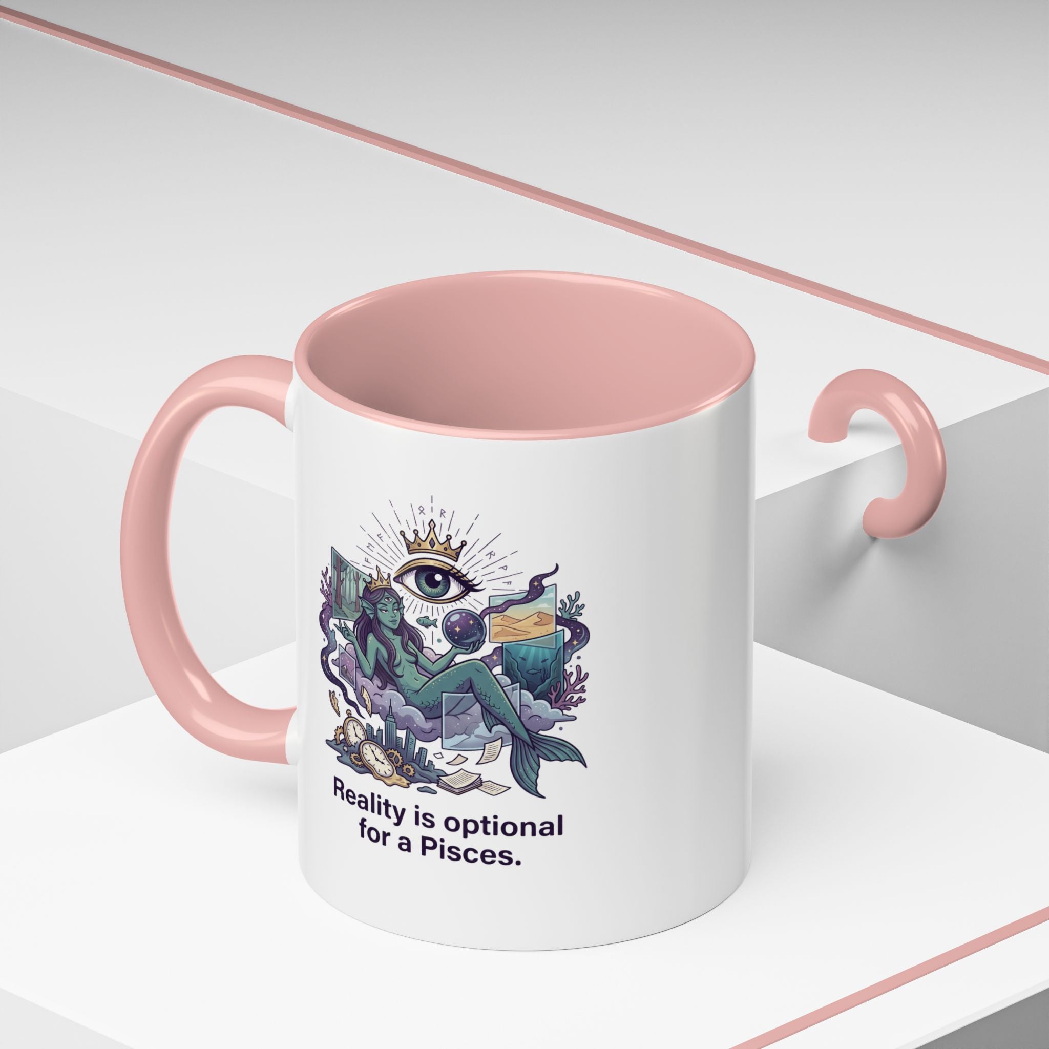 Pisces Zodiac Coffee Mug — "Reality is Optional for a Pisces" Accent Mug