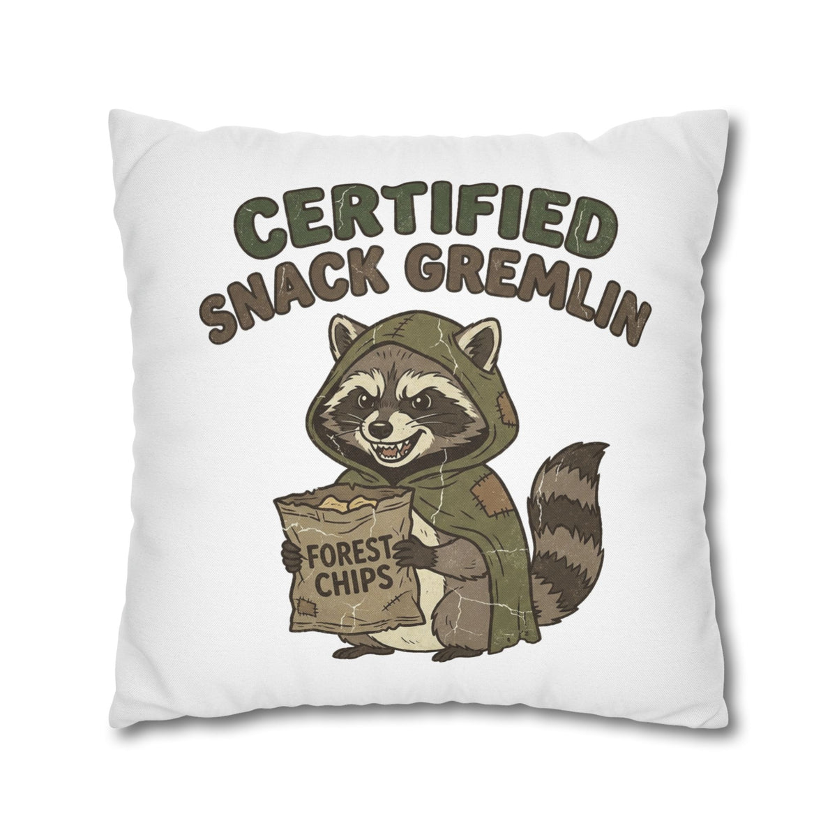 Funny Certified Snack Gremlin Raccoon Throw Pillowcase
