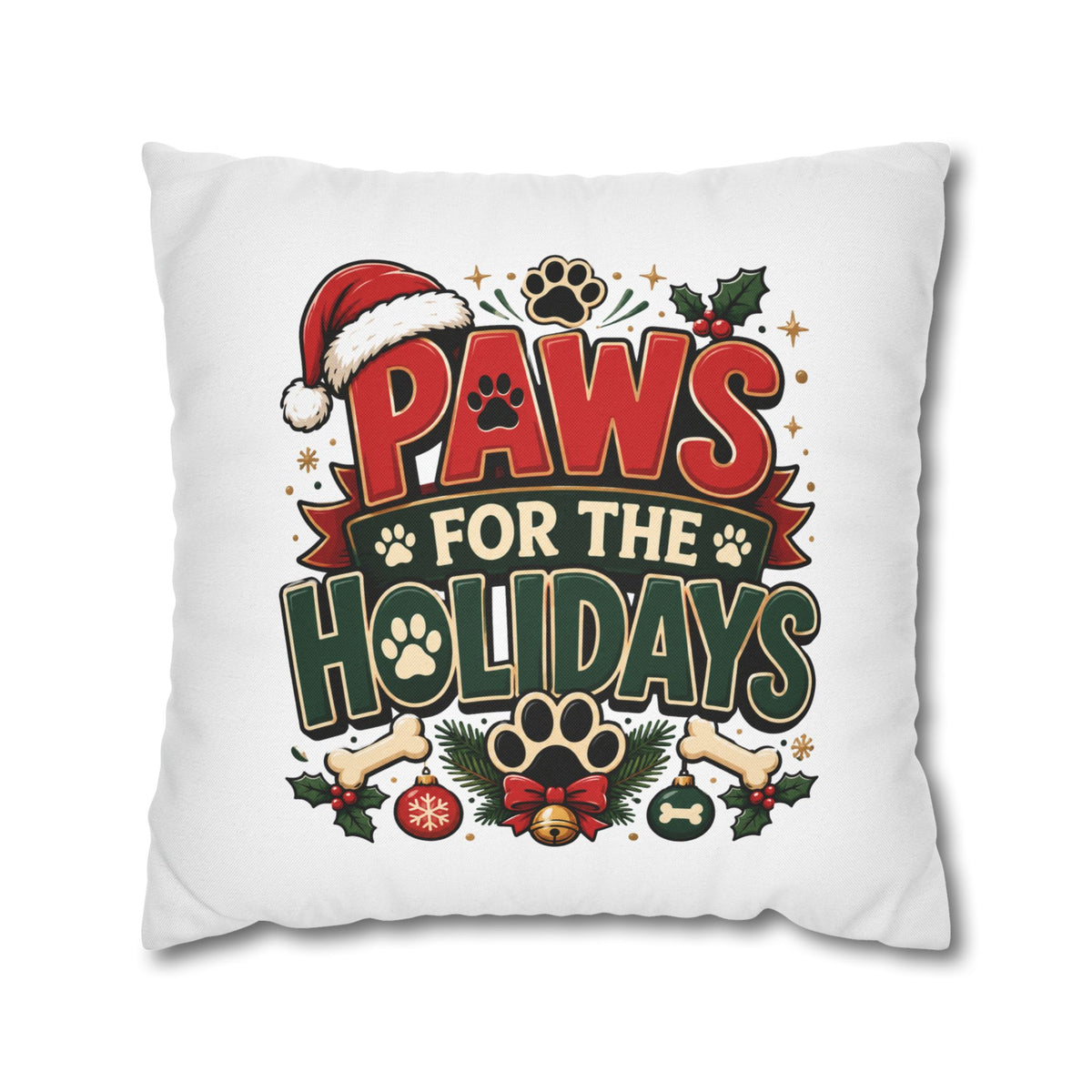 Christmas Paws For The Holidays Pillowcase