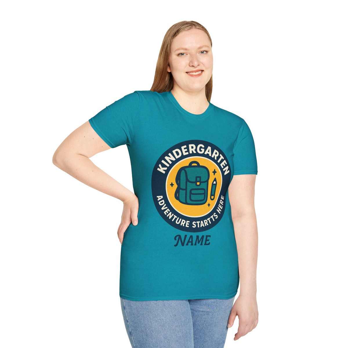 Kindergarten Teacher T‑Shirt – 'Kindergarten' Backpack Badge Design - Trending Now - August 2026