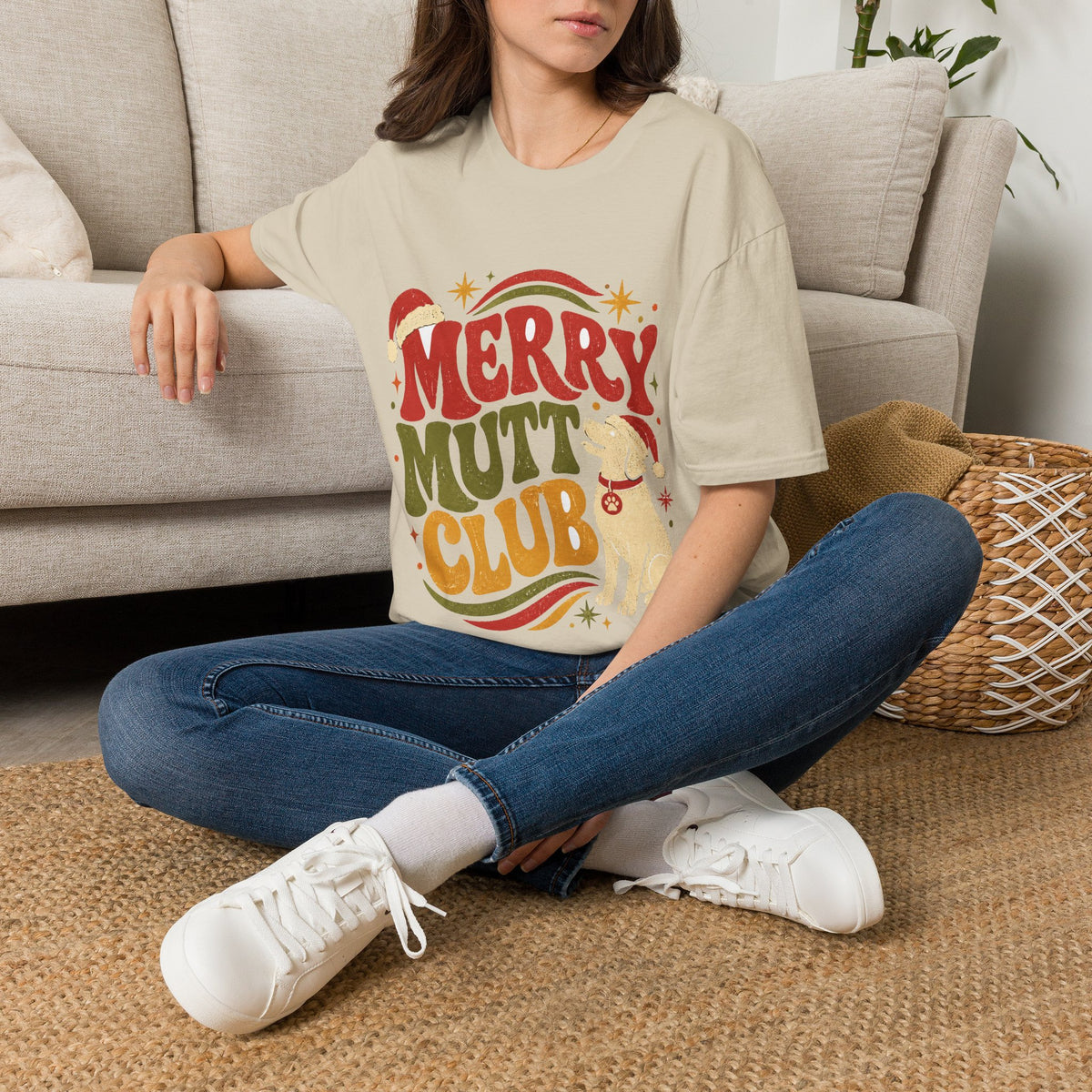 Merry Mutt Club T-Shirt — Retro Christmas Dog Lover Tee