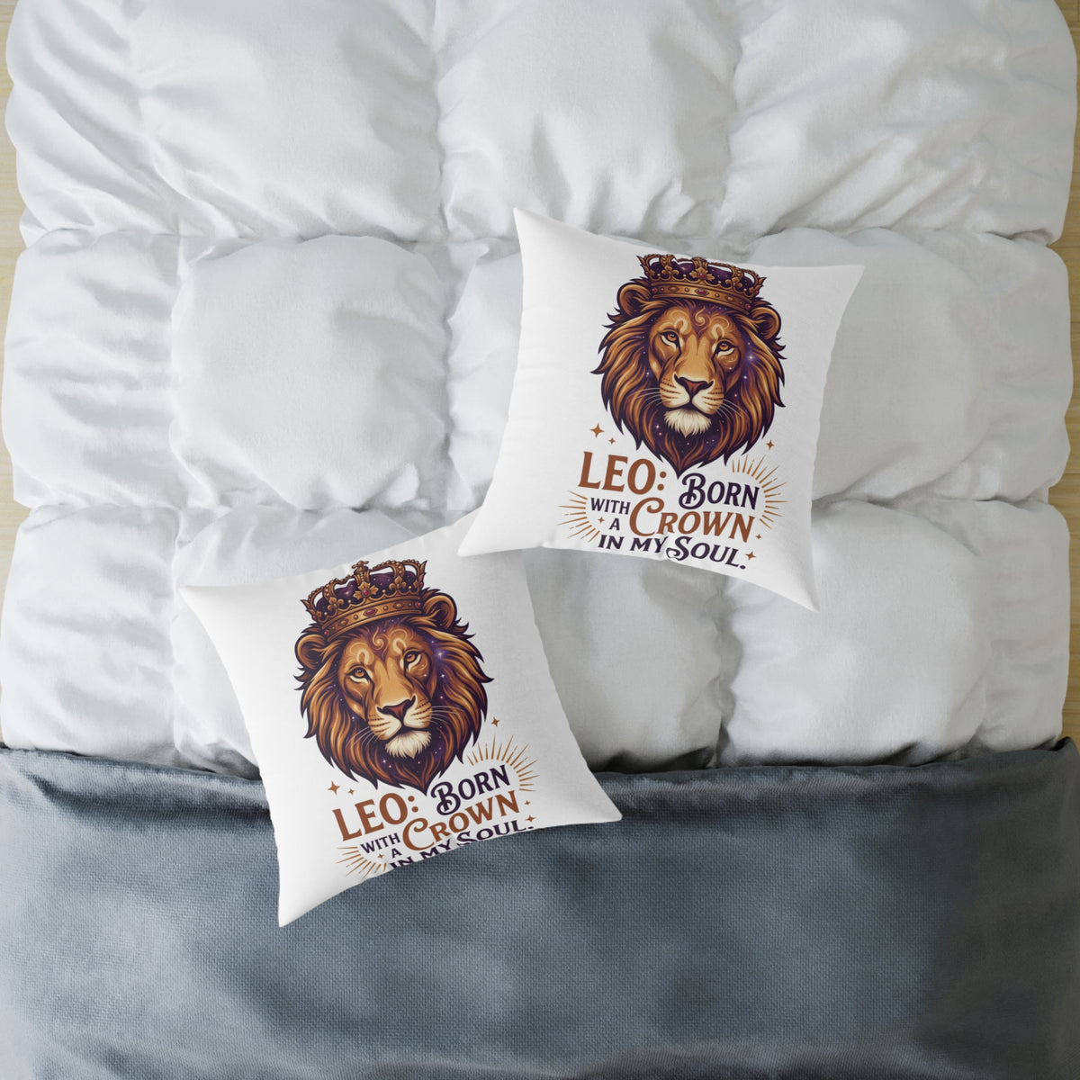 Leo Zodiac Born With A Crown Square Poly Canvas Pillow