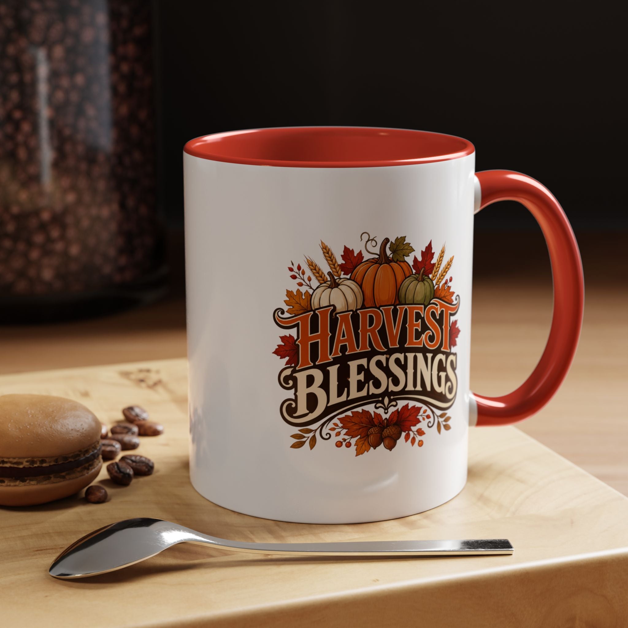 Thanksgiving Mug Harvest Blessings Coffee Mug — Thanksgiving Pumpkin Accent Mug