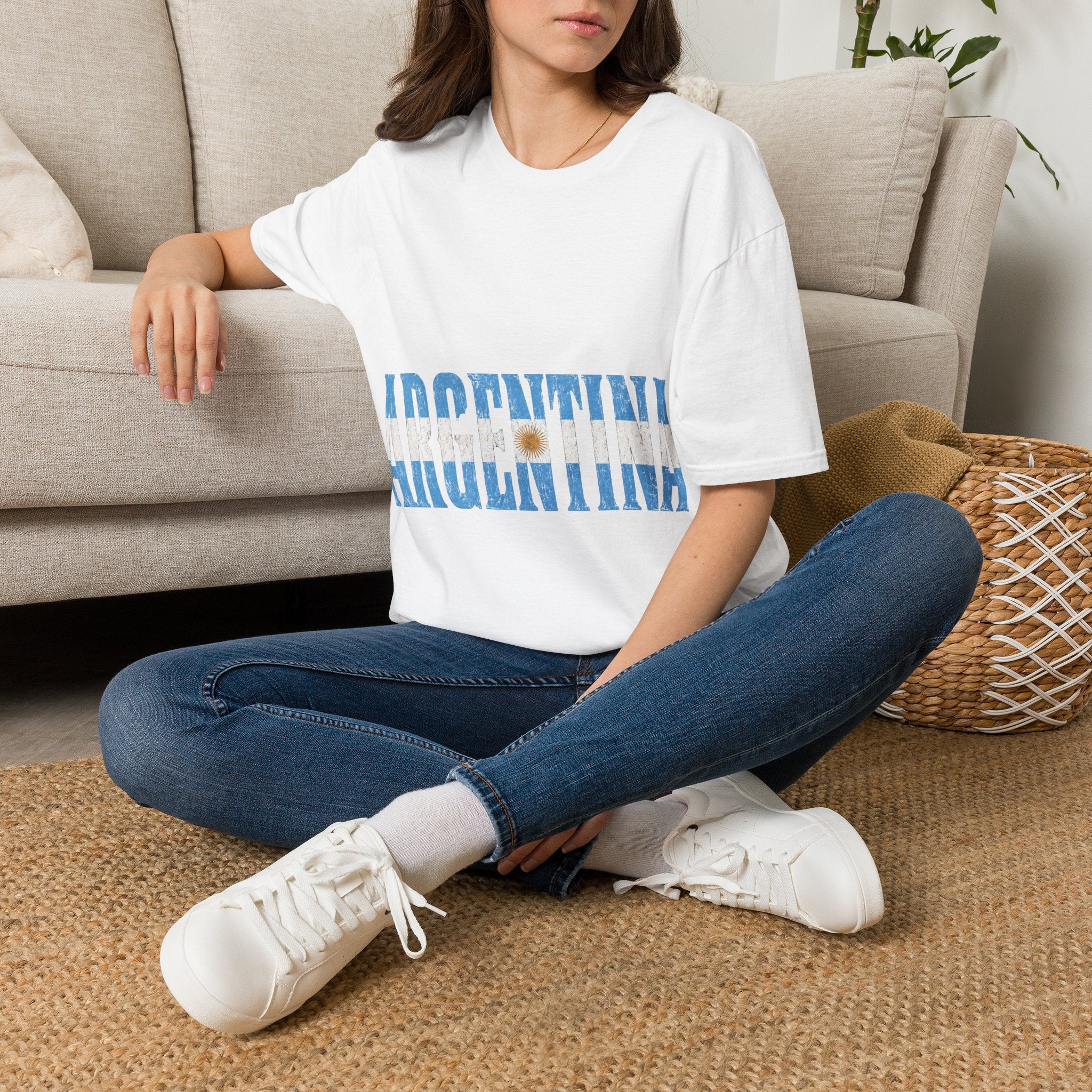 Argentina Beach Vibes T-Shirt — Distressed Blue "ARGENTINA" Graphic