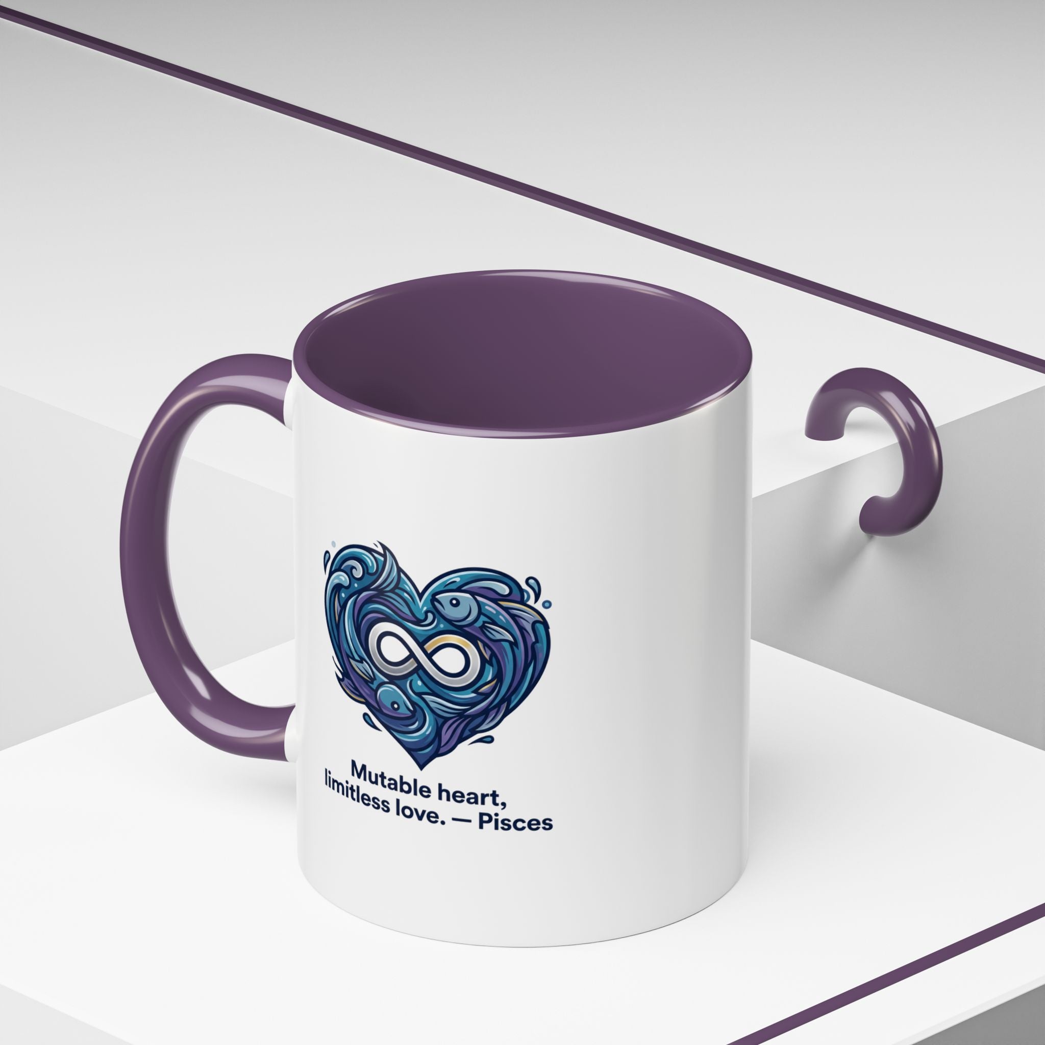 Pisces Heart Coffee Mug — "Mutable heart, limitless love" Zodiac Gift