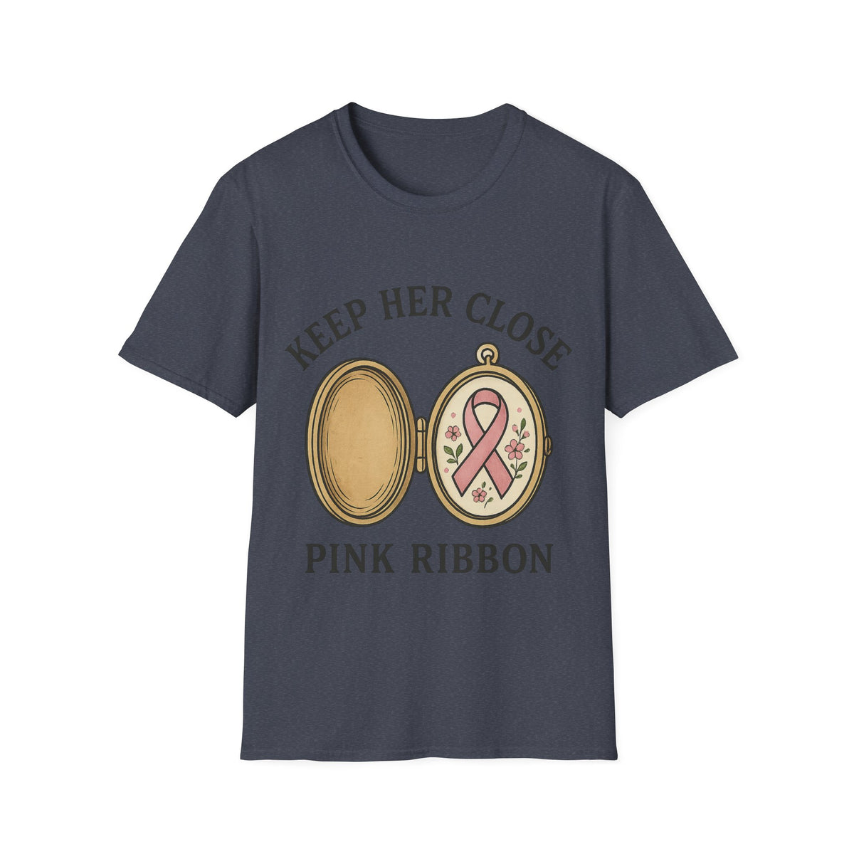 Keep Her Close Pink Ribbon Vintage Locket Graphic Tee - Trending Now - September 2026