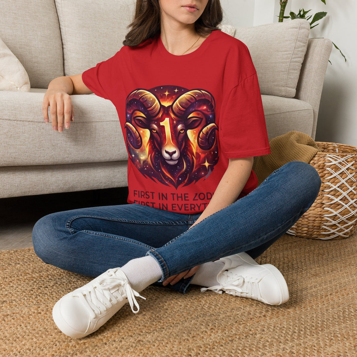 Aries Zodiac Ram Graphic T-Shirt — 'First in the Zodiac' Astrology Tee