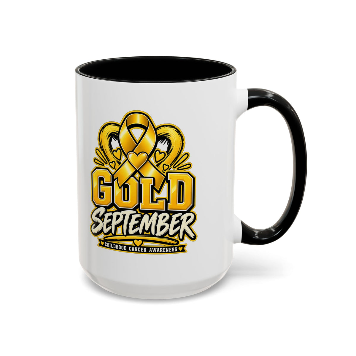 Gold September Coffee Mug — Childhood Cancer Awareness Accent Mug (11/15oz)