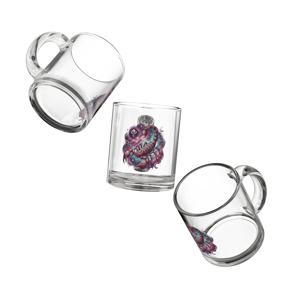 Scorpio Zodiac Glass Mug — Mystical Cosmic Scorpion 10oz