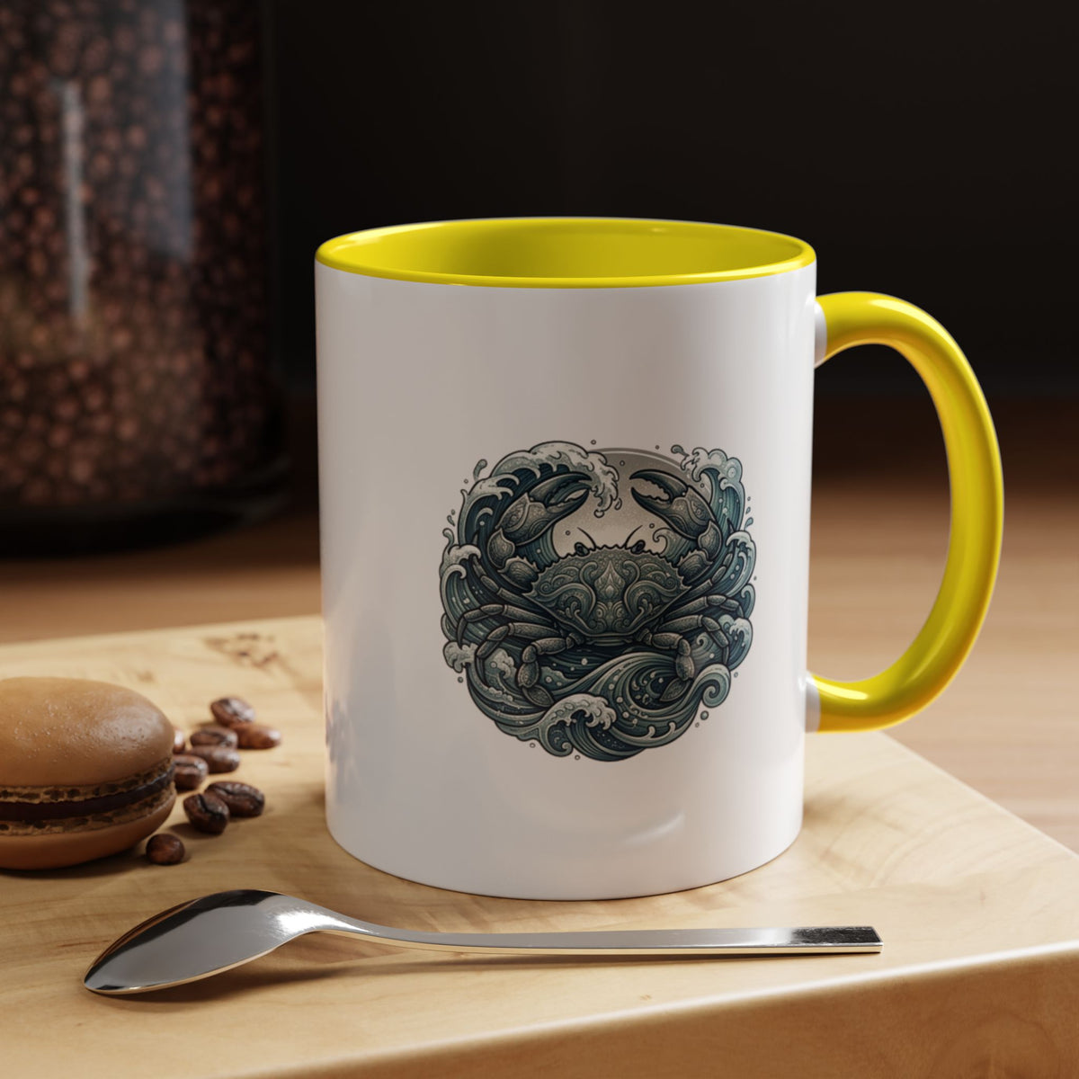 Cancer Zodiac Crab Ocean Crest Accent Coffee Mug