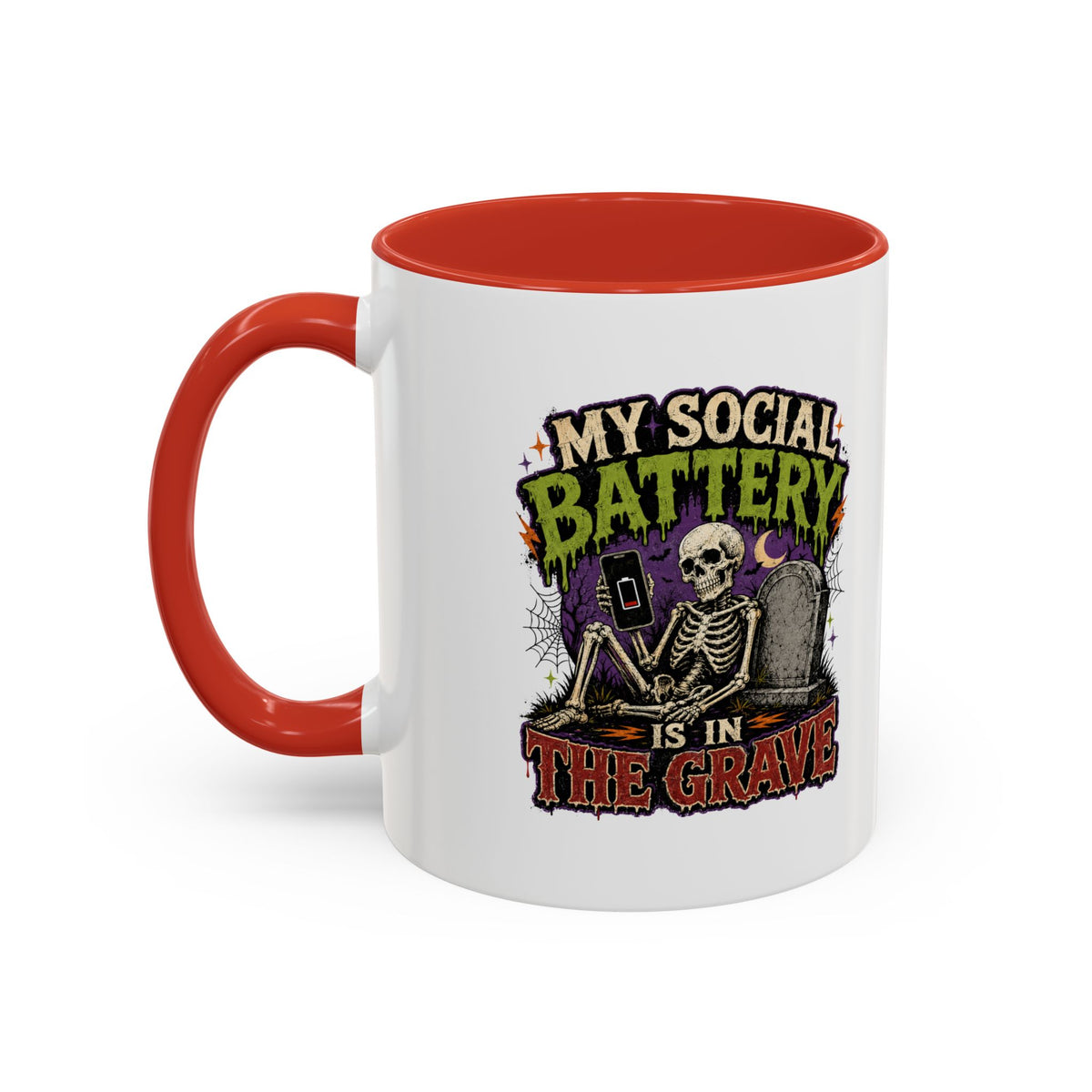 Halloween  My Social Battery Accent Coffee Mug
