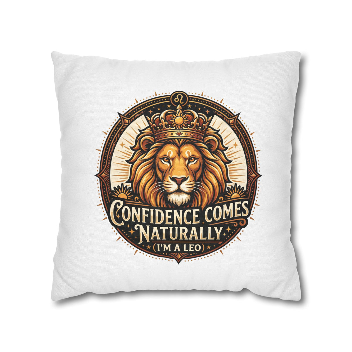 Leo Zodiac Confidence Comes Naturally Spun Polyester Square Pillowcase