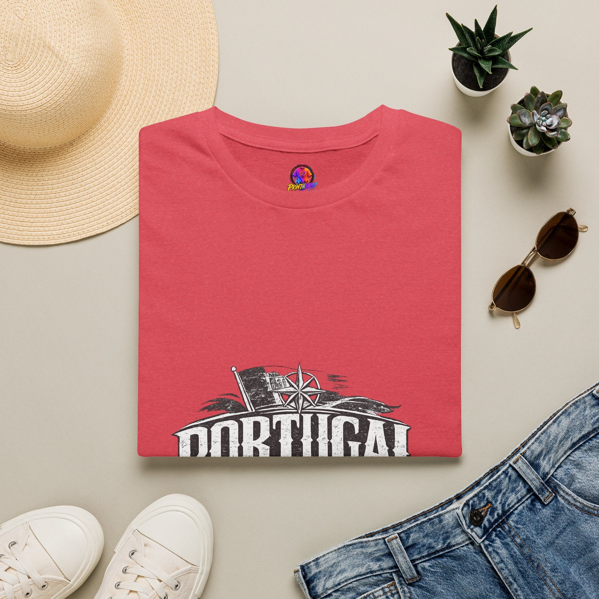 Portugal Vintage Compass T-Shirt — Nautical Travel Souvenir