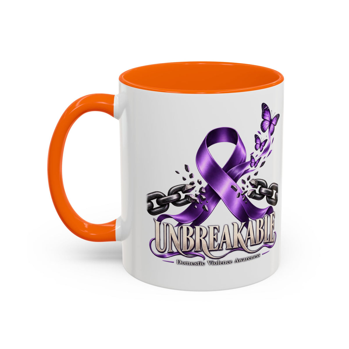 Unbreakable Purple Ribbon Coffee Mug —Domestic Violence Awareness Support Accent Mug