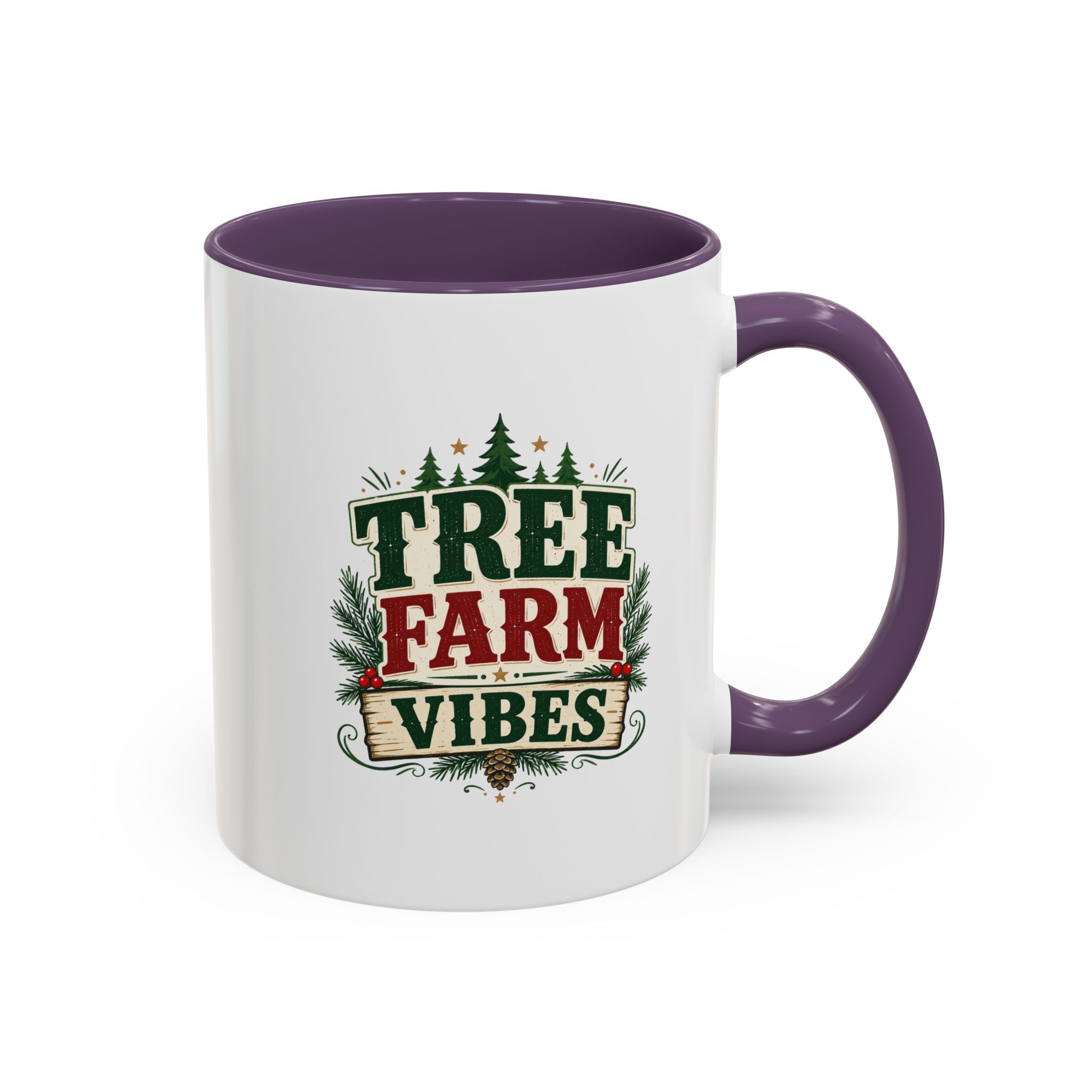 Tree Farm Vibes Accent Coffee Mug — Rustic Christmas Holiday Coffee Cup