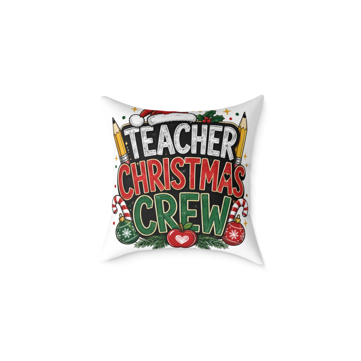 Teacher Christmas Crew Pillow — Holiday Classroom Decorative Throw Pillow