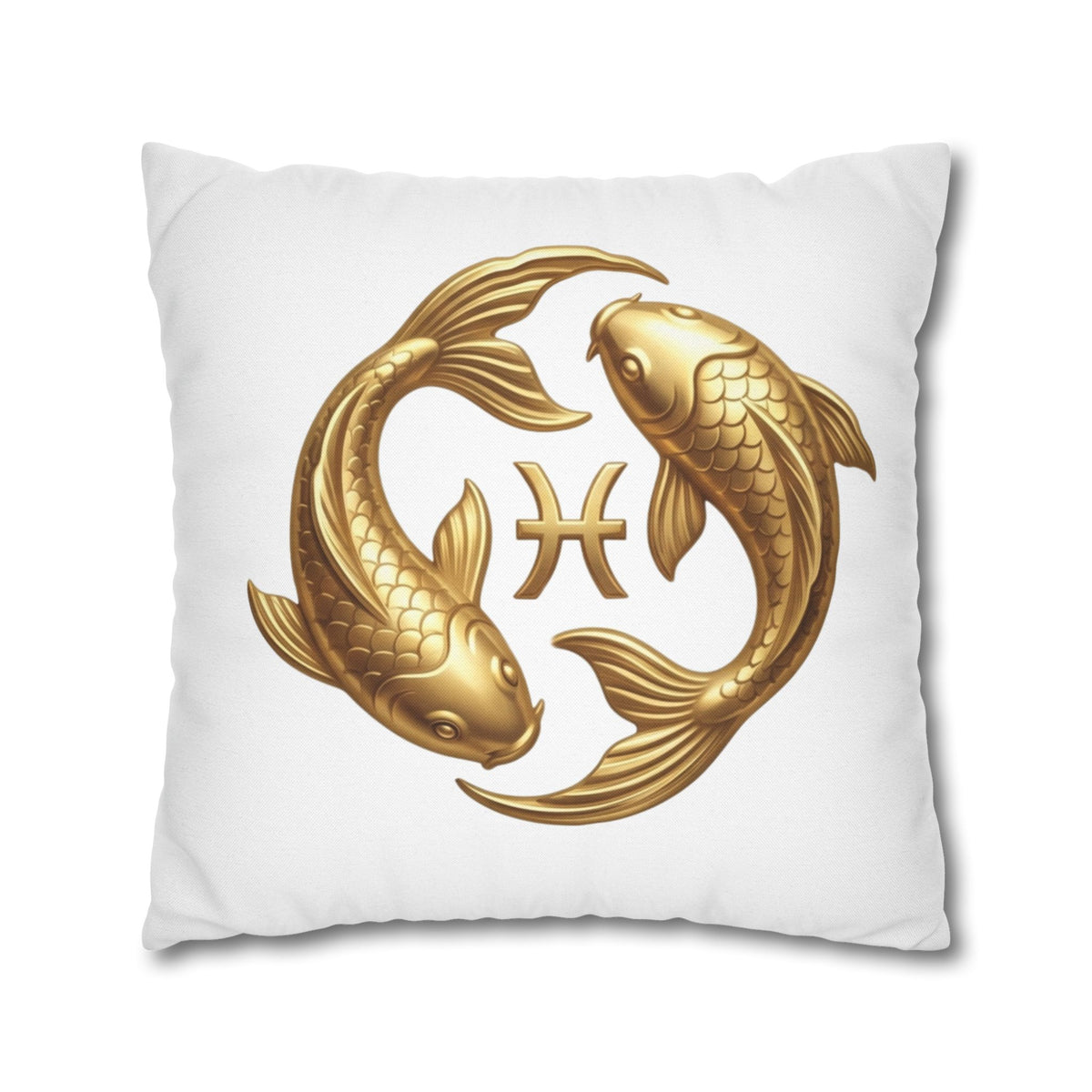 Pisces Zodiac Pillowcase — Gold Koi Fish Astrological Decorative Pillow Cover