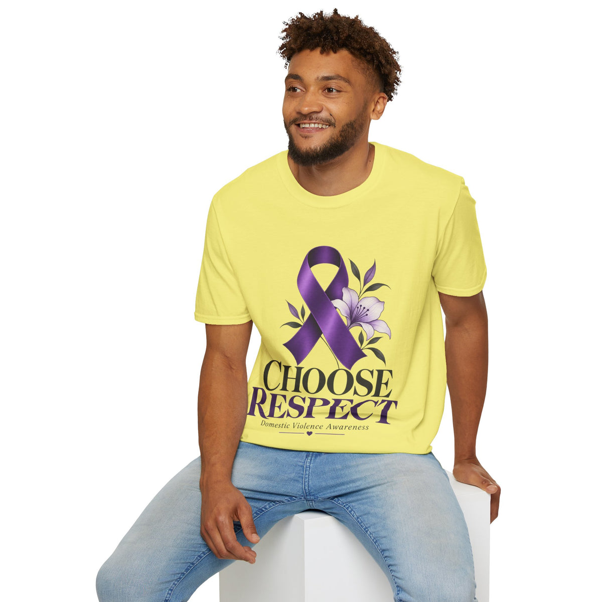Choose Respect Purple Ribbon T‑Shirt — Domestic Violence Awareness Tee