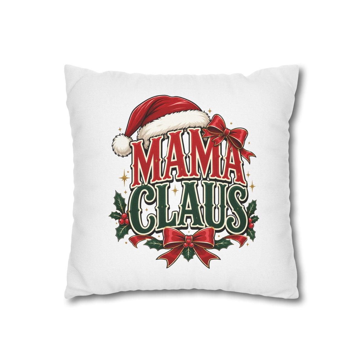 Christmas Mama Claus Holiday Throw Pillowcase — Christmas Decorative Square Pillow Cover
