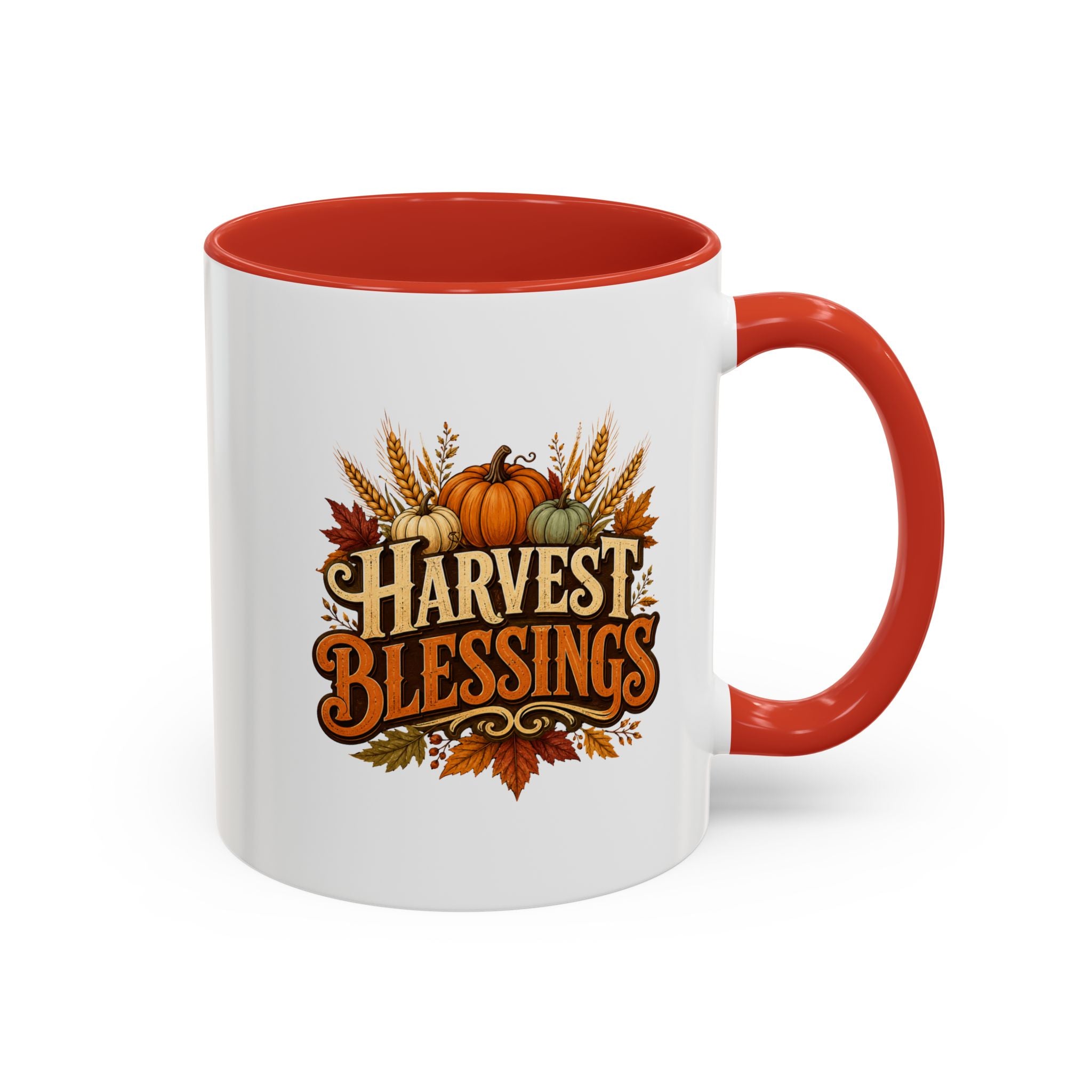 Thanksgiving Mug Harvest Blessings Coffee Mug — Fall Pumpkin & Wheat Thanksgiving Mug