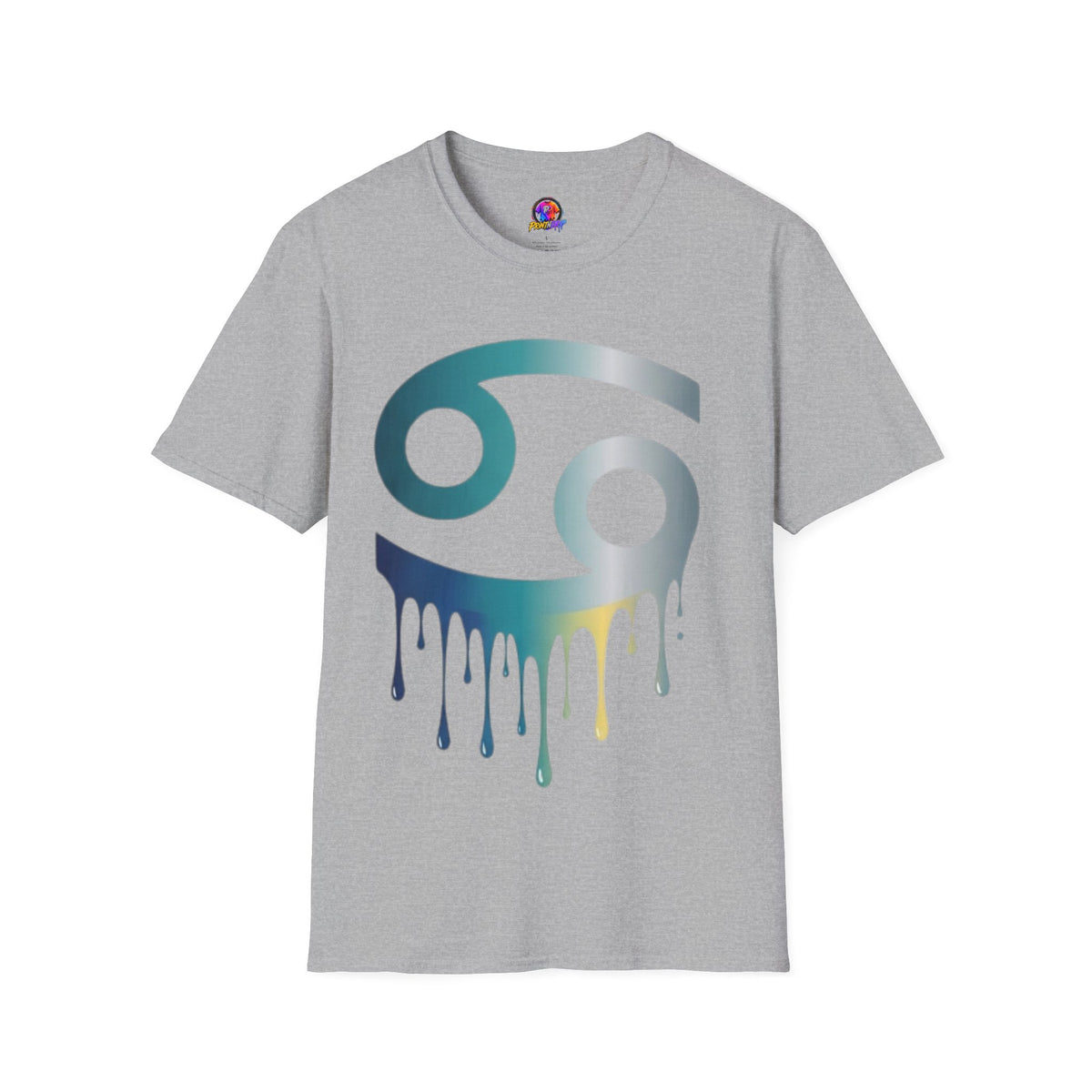 Cancer Zodiac T‑Shirt — Dripping Gradient Astrology Tee (Cancer Symbol)