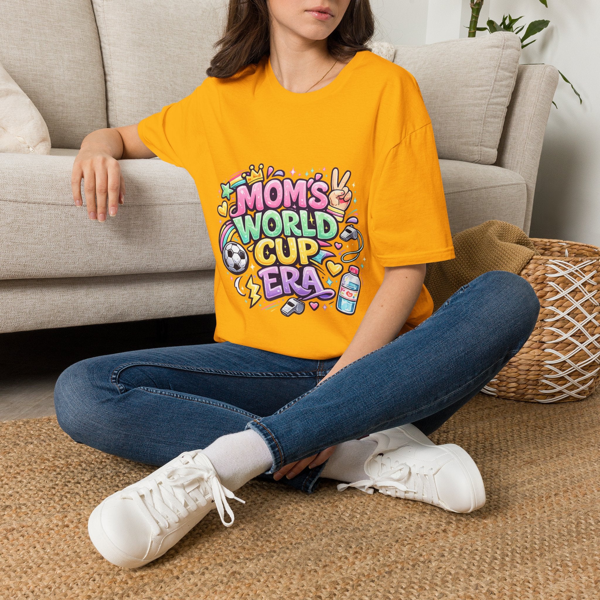 Girls Kids Mom's World Cup Era T‑Shirt — Playful Soccer Mom Tee