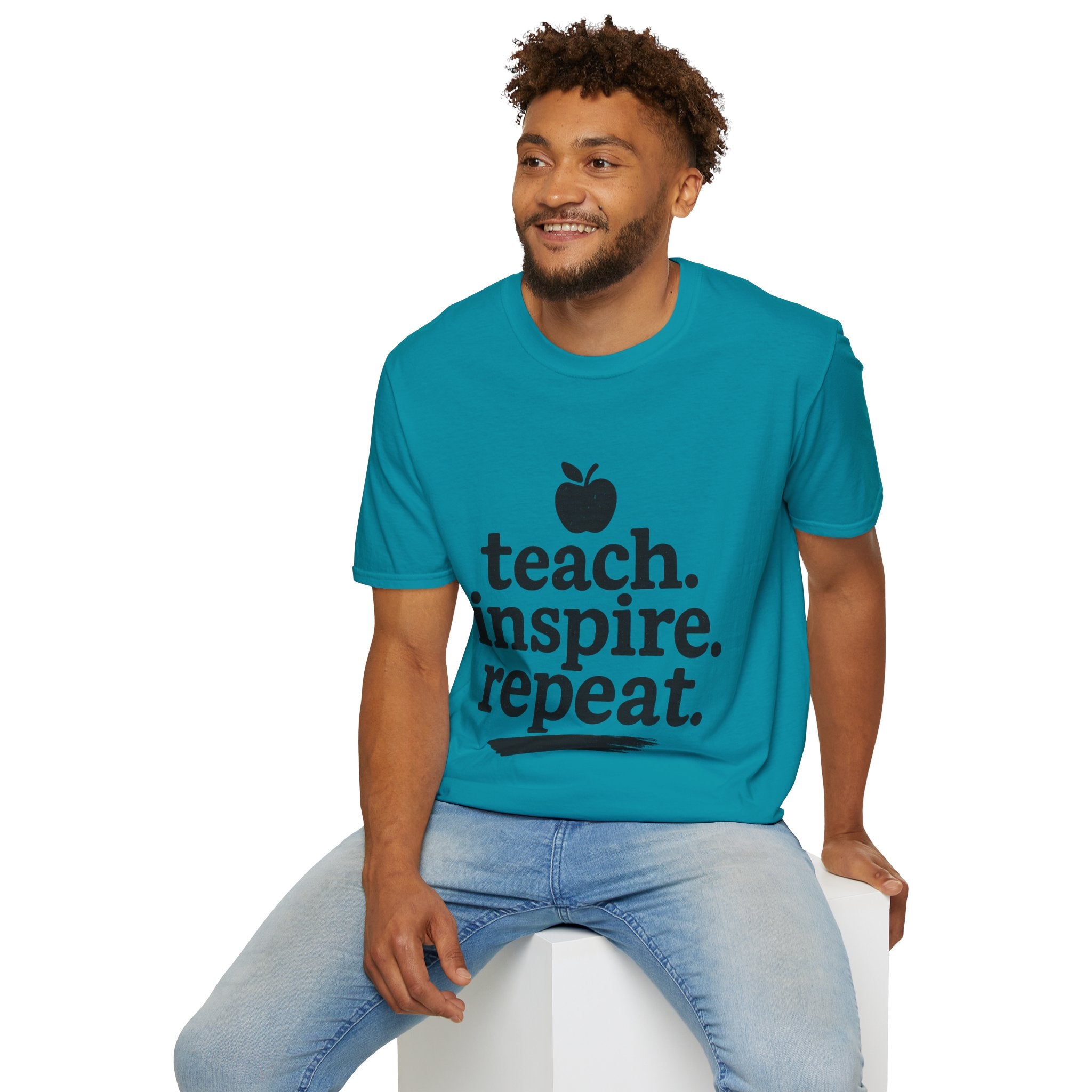 Teach. Inspire. Repeat. T‑Shirt — Teacher Apple Graphic Tee - Trending Now - August 2026 Trends - Everyday T-Shirt