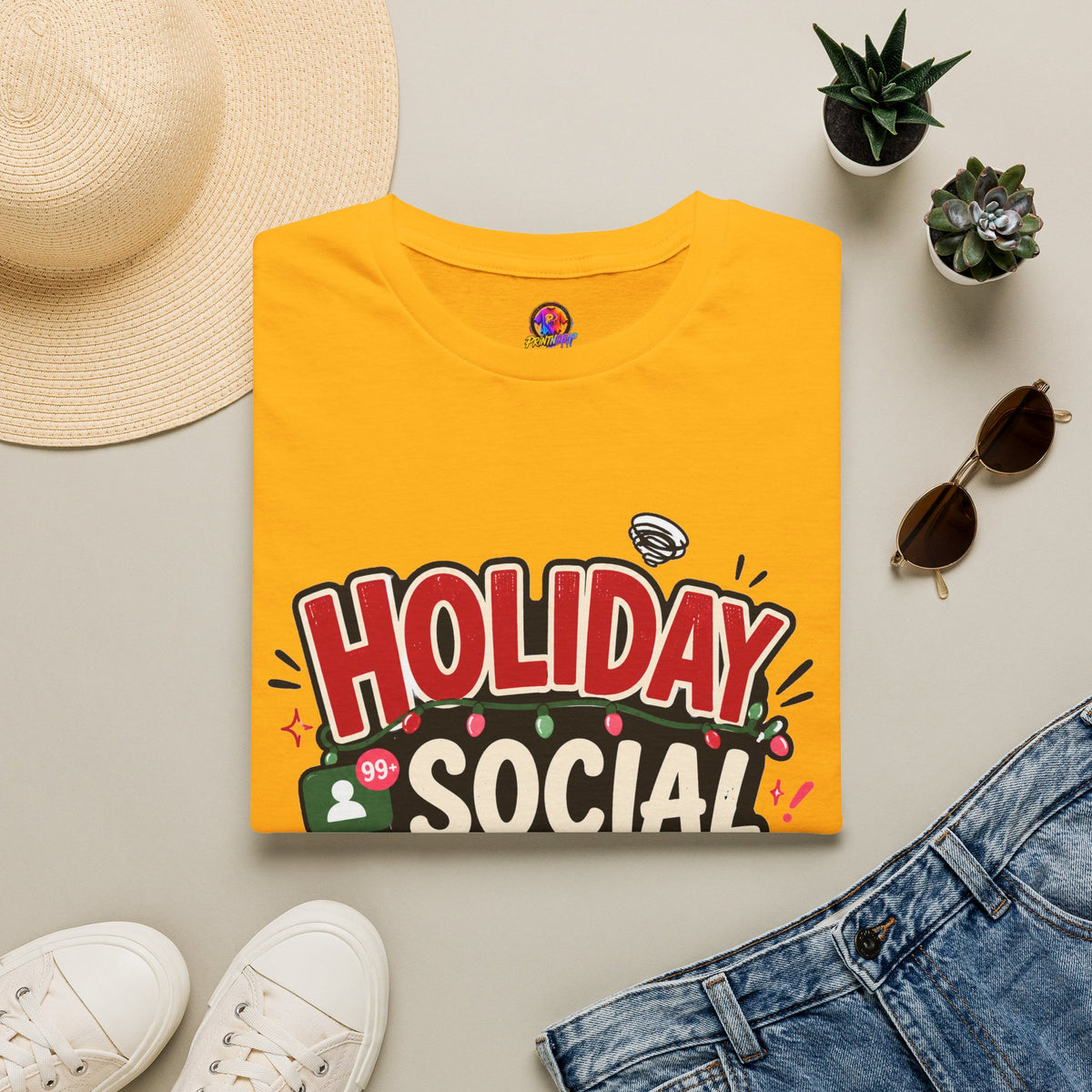 Holiday Social "Battery Low" T‑Shirt — Funny Festive Party Tee for Introverts & Holiday Gatherings