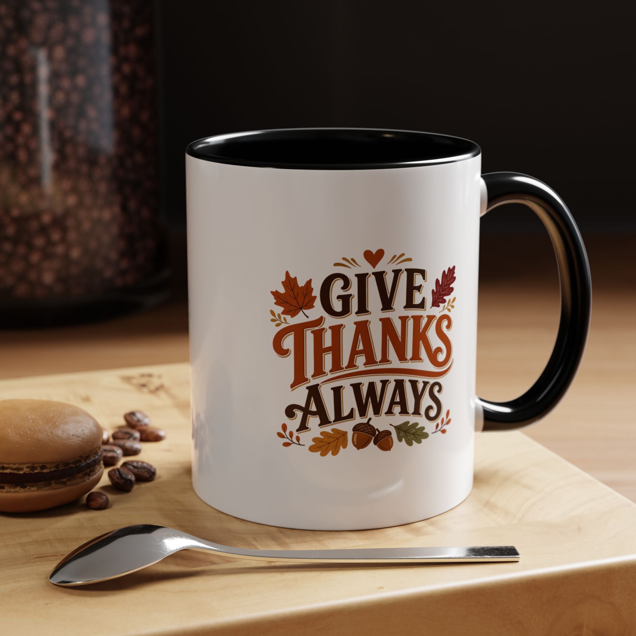 Thanksgiving Mug Give Thanks Always Accent Coffee Mug — Thanksgiving Autumn Ceramic Mug