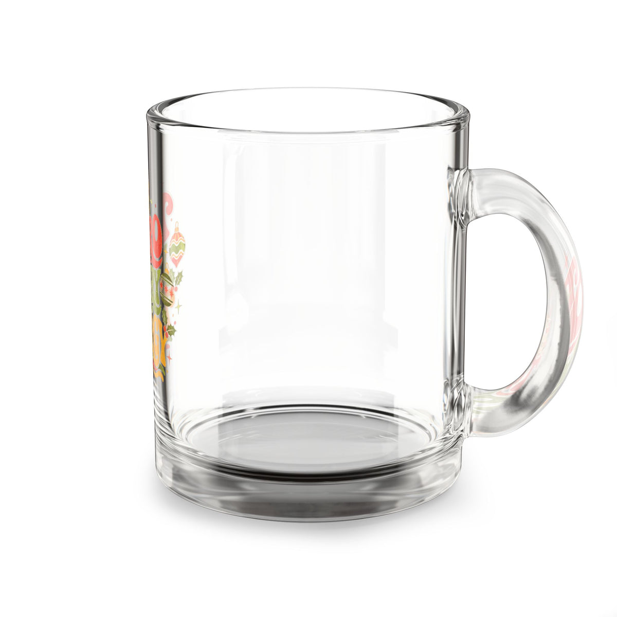 Modern Day Christmas Glass Mug  10oz Glass Mug — “Retro Merry Energy” Holiday Glass Coffee Mug (10 oz)