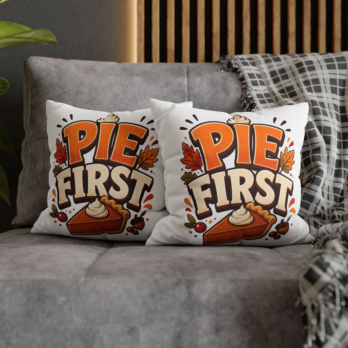 Thanksgiving Pie First Decorative Pillowcase — Thanksgiving Autumn Pie Throw Pillow Cover