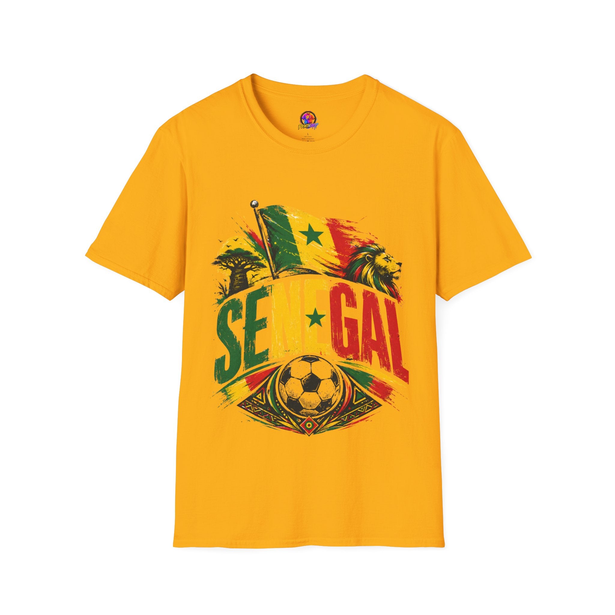 Senegal Flag Soccer T-Shirt — Lion & Football Pride Tee