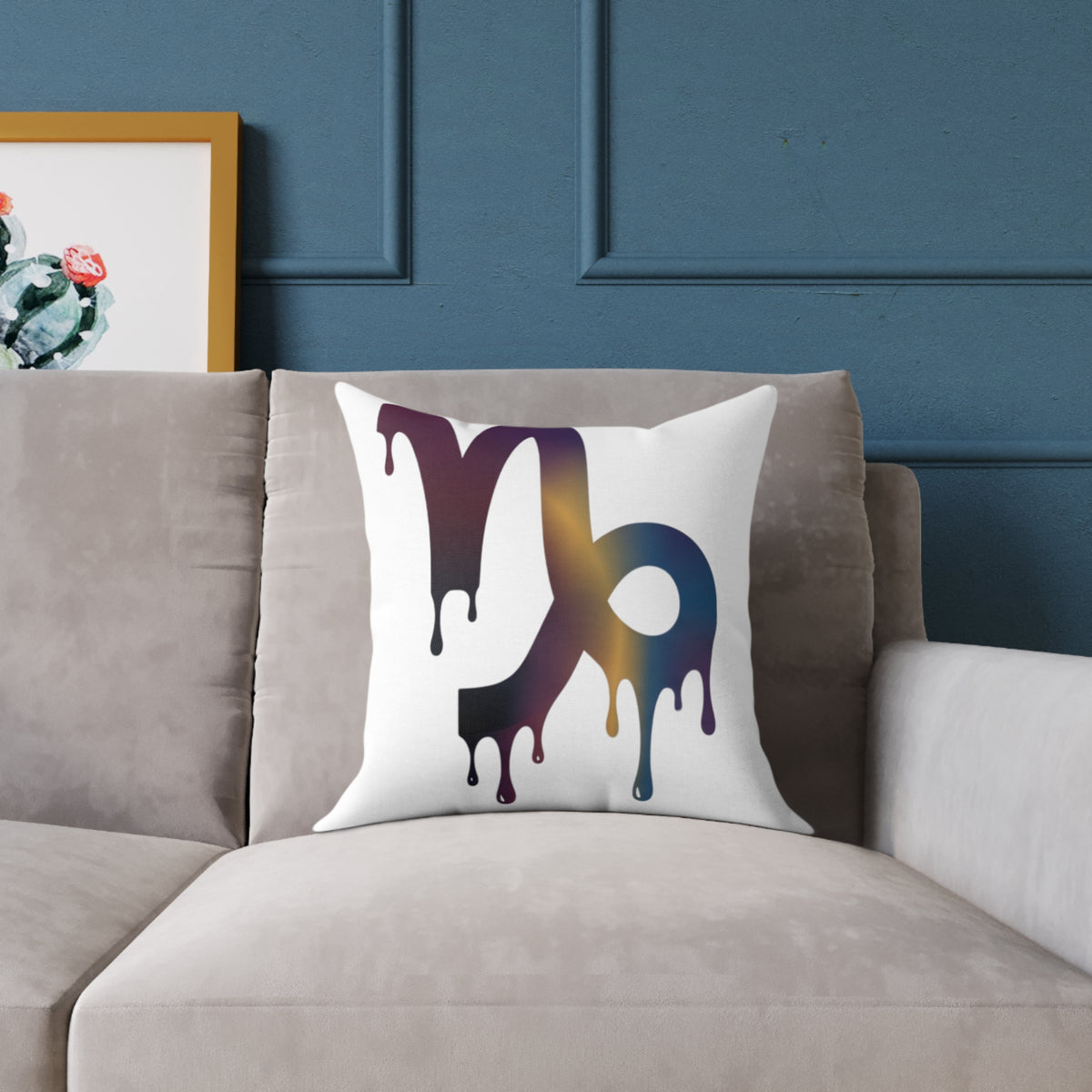 Capricorn Drip Zodiac Pillow — Astrological Decorative Throw Cushion