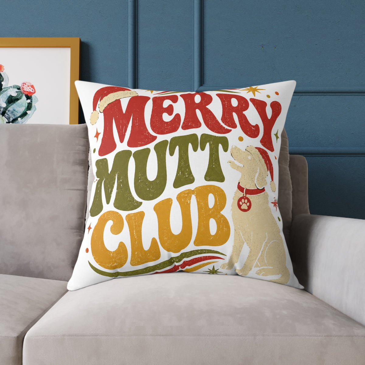 Merry Mutt Club Holiday Modern Day Christmas  Pillow