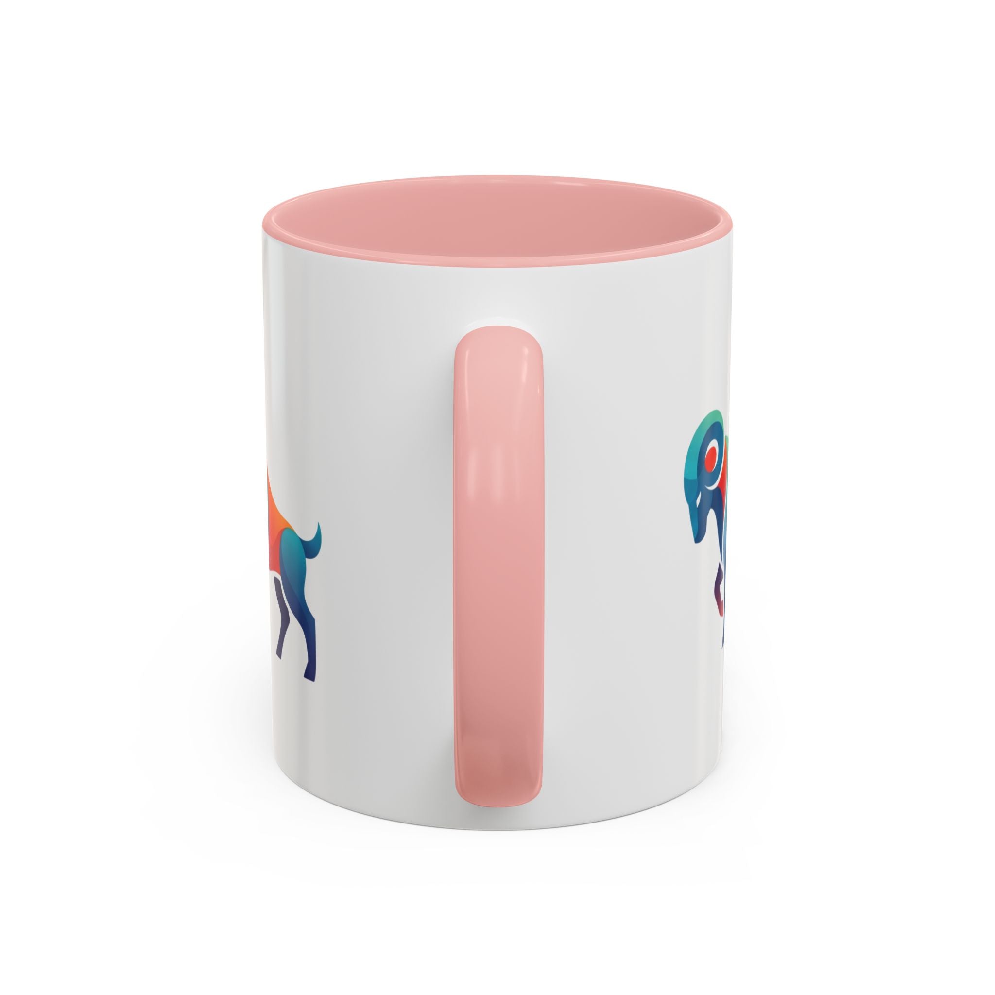 Colorful Ram Accent Coffee Mug — Geometric Zodiac Aries Design