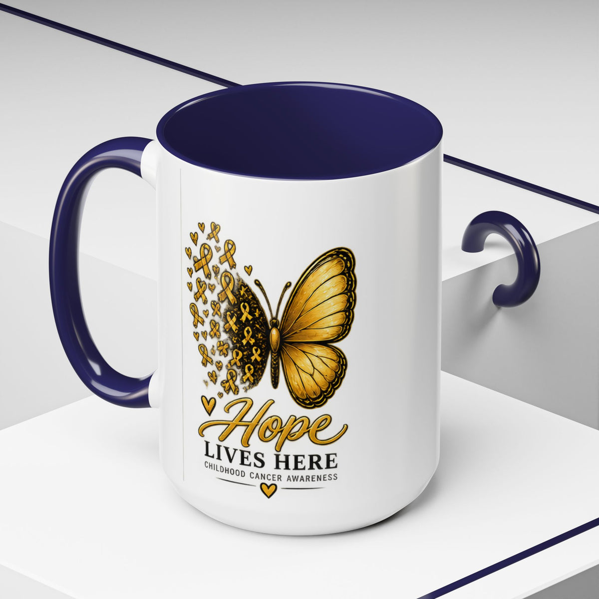 Hope Lives Here Childhood Cancer Awareness Accent Coffee Mug