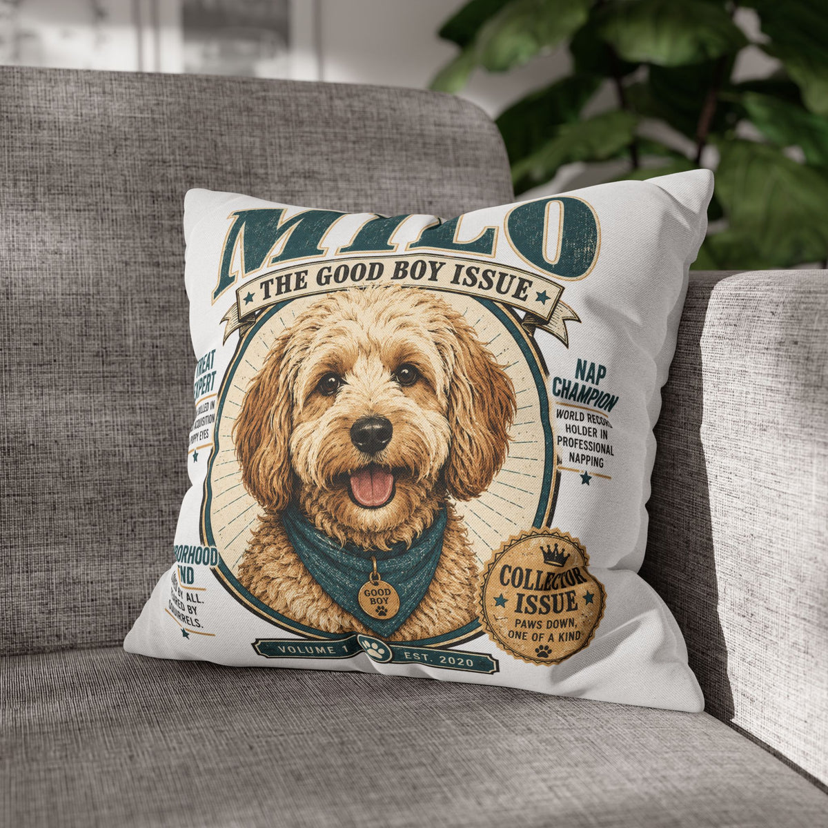 Milo "The Good Boy Issue" Decorative Pillowcase Milo Bailey Dog Dad Mom