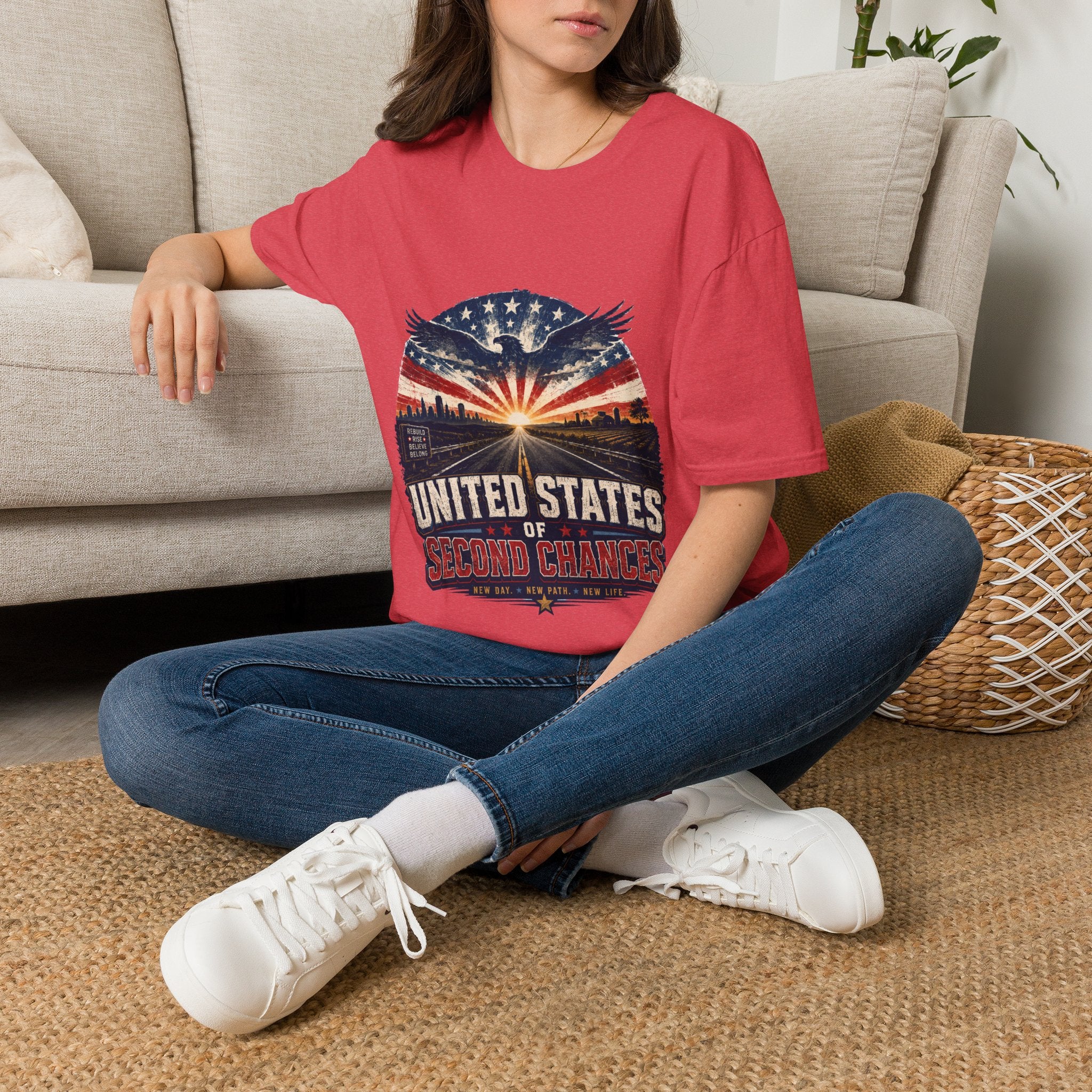 Patriotic Eagle T-Shirt — United States Skyline Vintage Flag Design