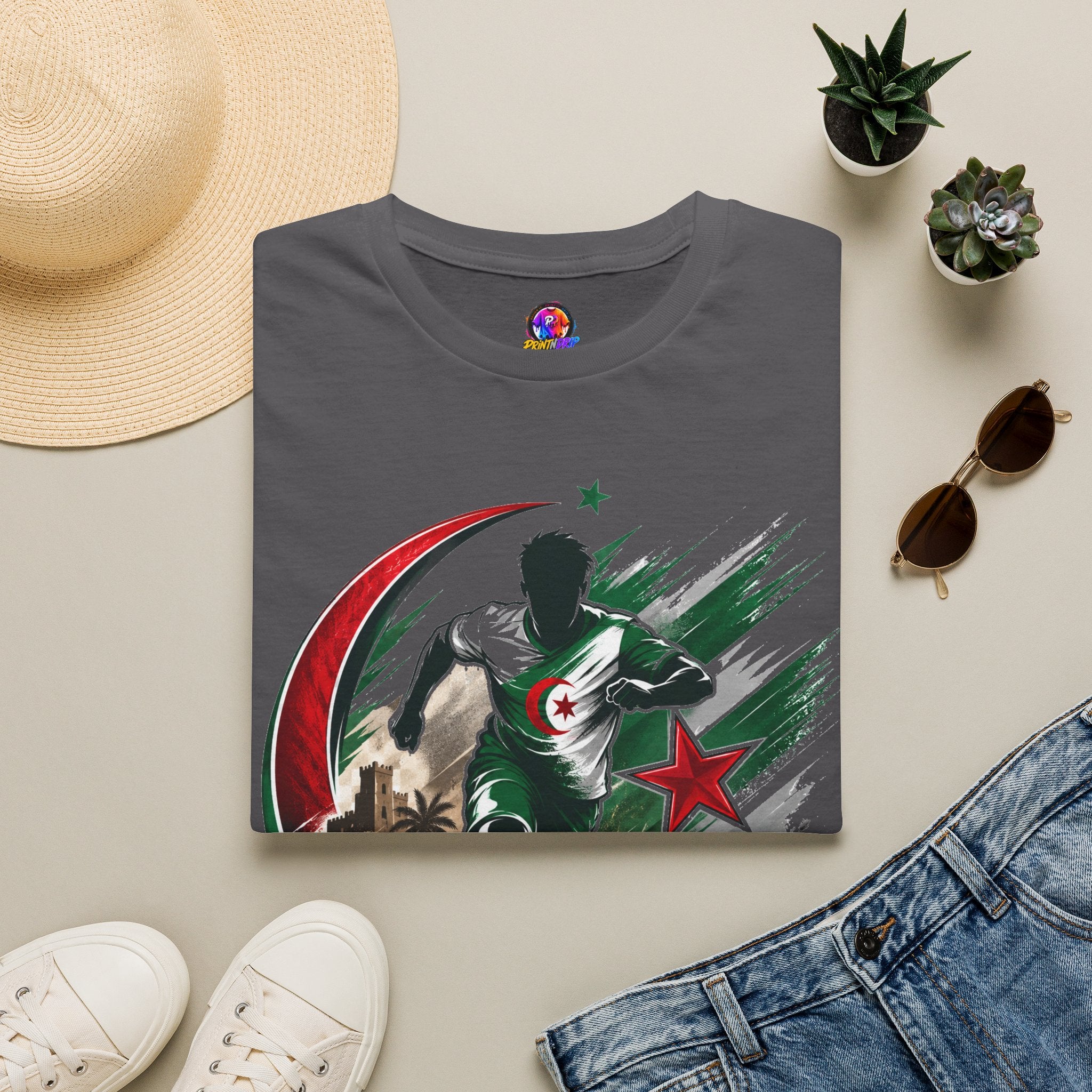 Algeria Football Fan Tee — "Green Desert Fire" Soccer Shirt