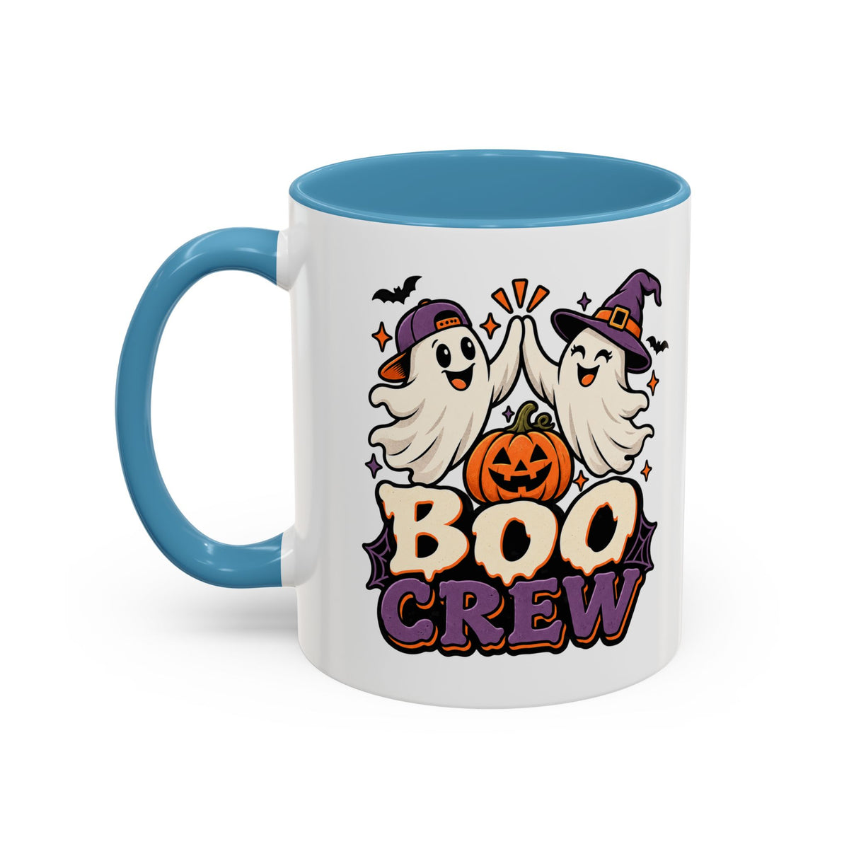 Boo Crew Halloween Accent Coffee Mug — Cute Ghosts & Jack-O'-Lantern Design (11/15 oz)
