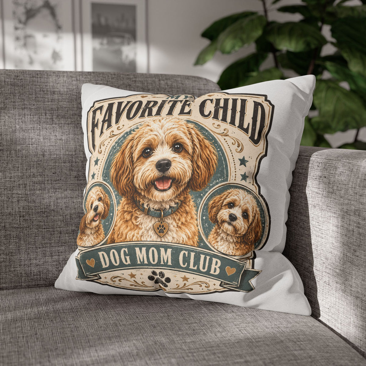 Dog Mom Pillowcase Milo Bailey Dog Dad Mom — "My Favorite Child" Spun Polyester Decorative Pillowcase