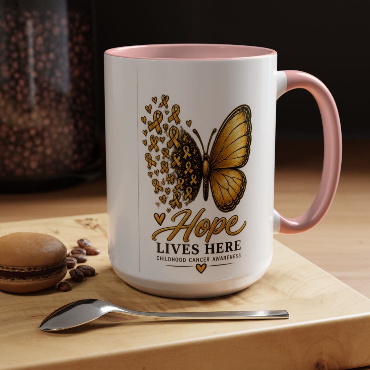 Hope Lives Here Childhood Cancer Awareness Accent Coffee Mug
