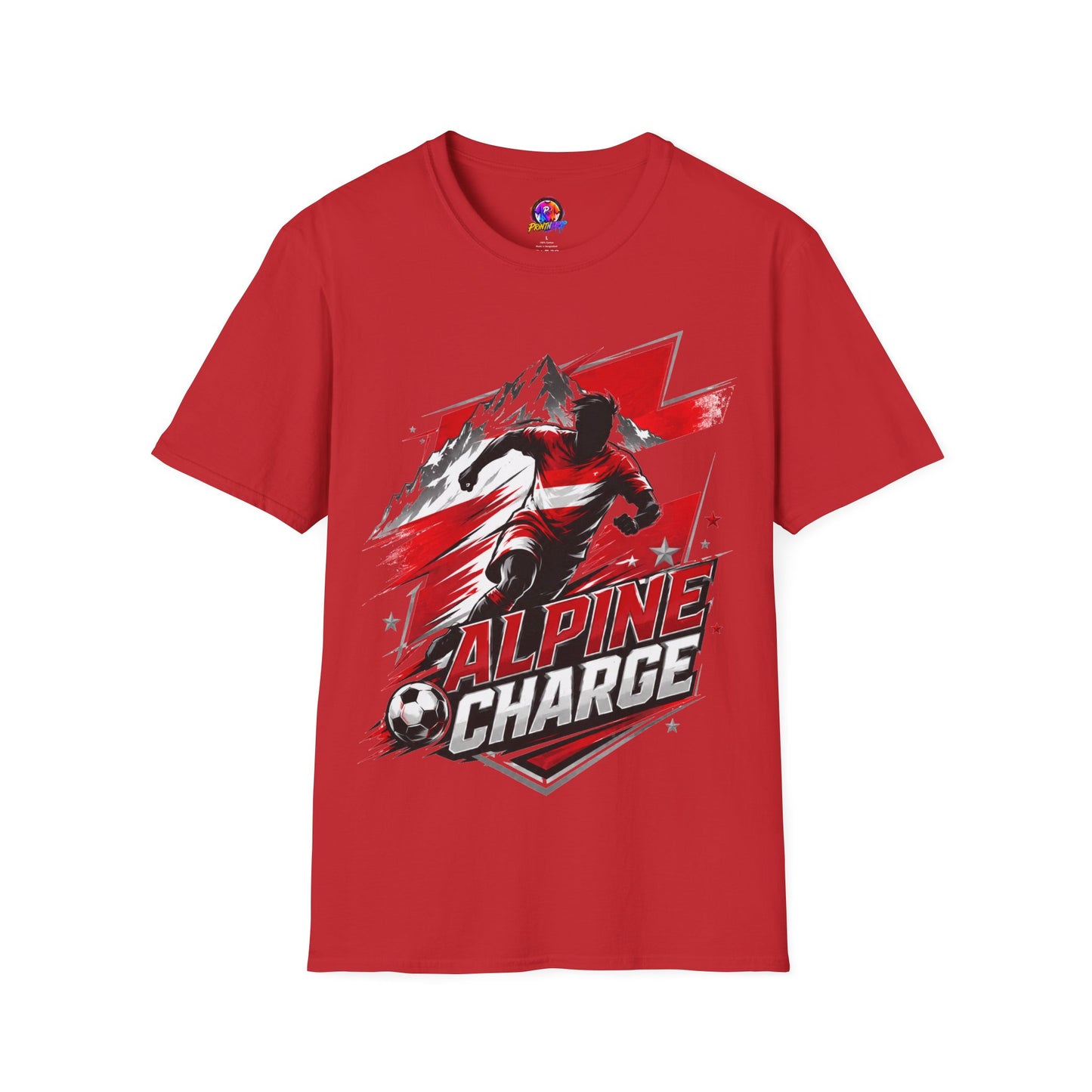 Austria  Alpine Charge Soccer T-Shirt — Mountain Football Graphic Tee -