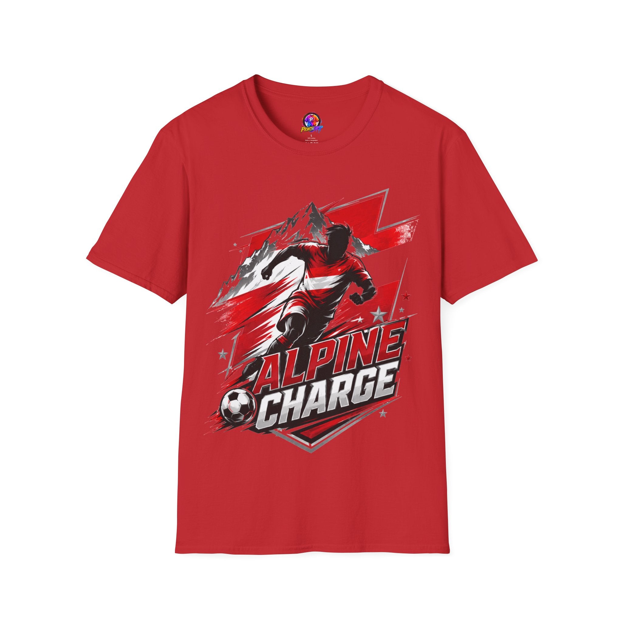 Austria  Alpine Charge Soccer T-Shirt — Mountain Football Graphic Tee -