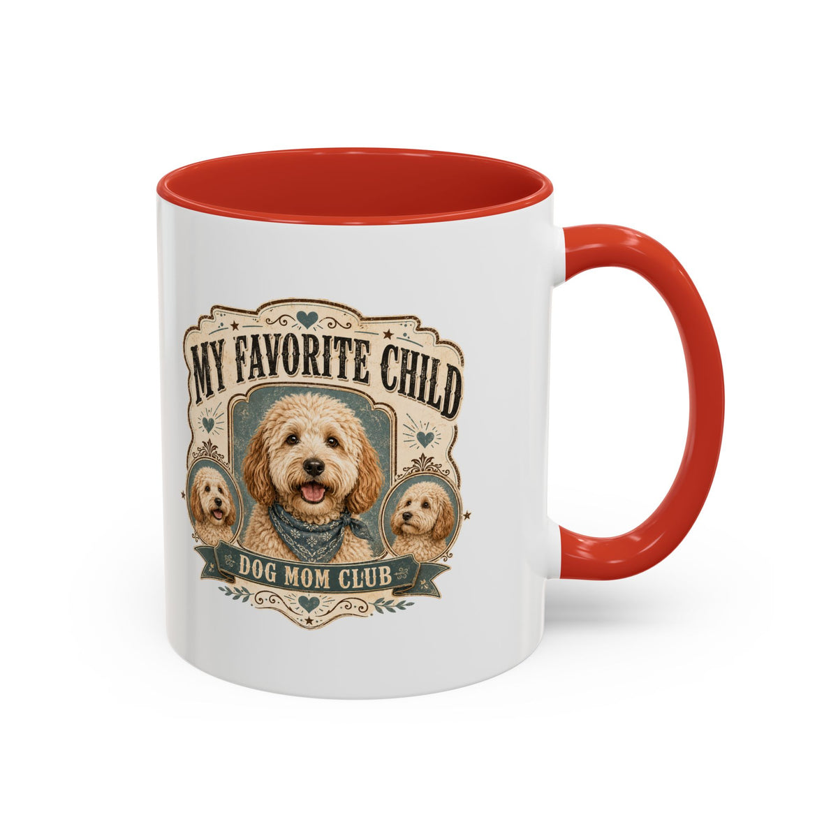 Milo Bailey Dog Dad Mom My Favorite Child Dog Mom Club Accent Coffee Mug – Cute Doodle Dog Mother's Day Gift