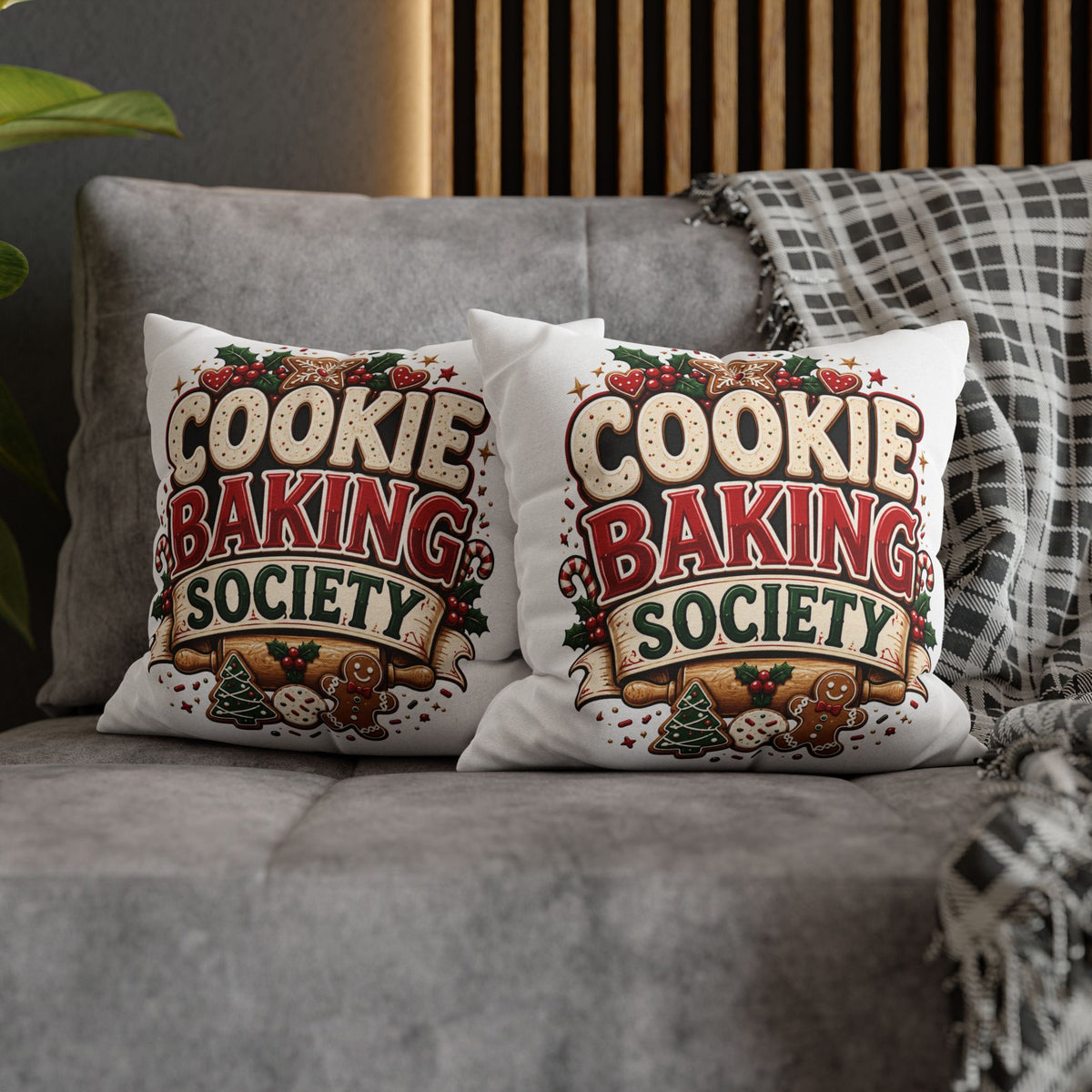 Christmas Cookie Baking Squad Pillowcase — Holiday Decorative Throw Pillow Cover