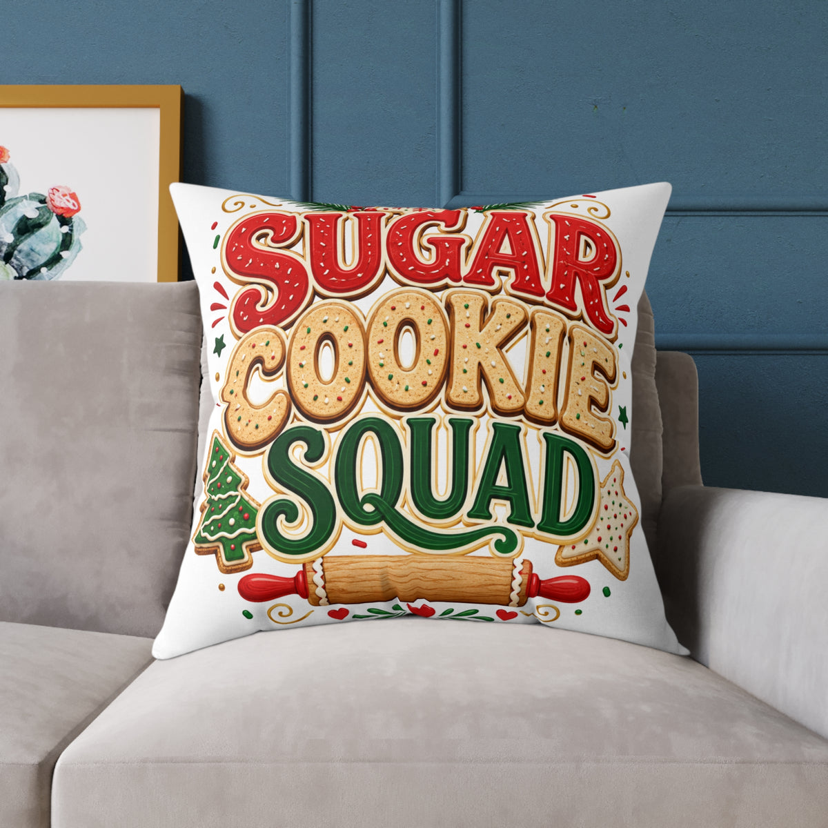 Christmas Sugar Cookie Squad Pillow – Christmas Holiday Decorative Throw Pillow