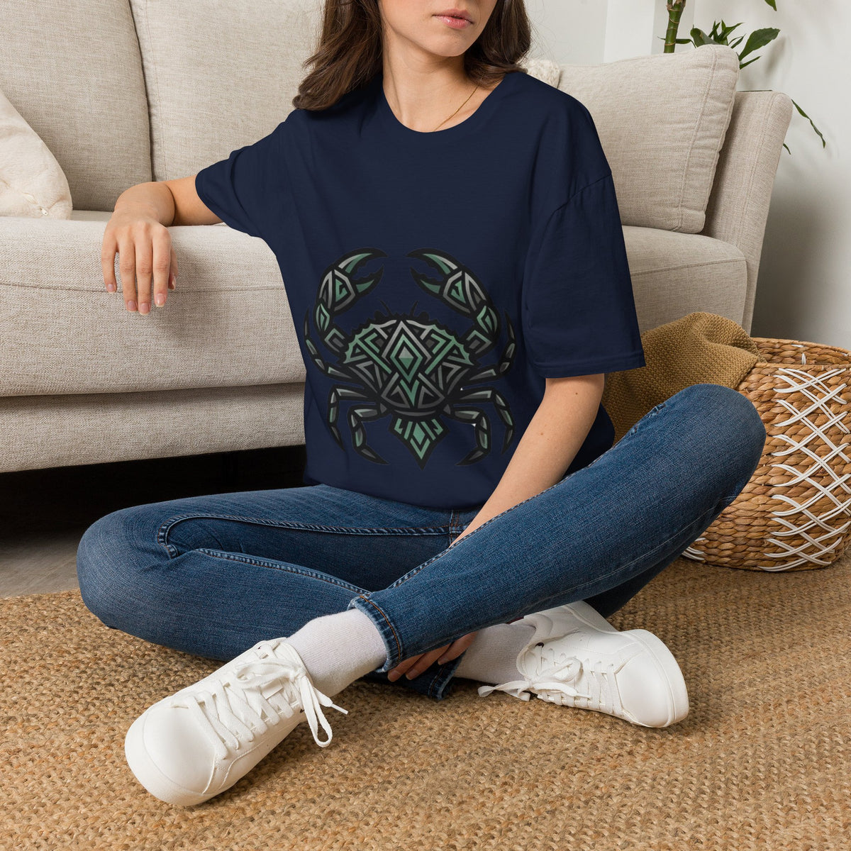 Cancer Zodiac Crab Tribal Graphic T-Shirt — Nautical Beachy Zodiac Style