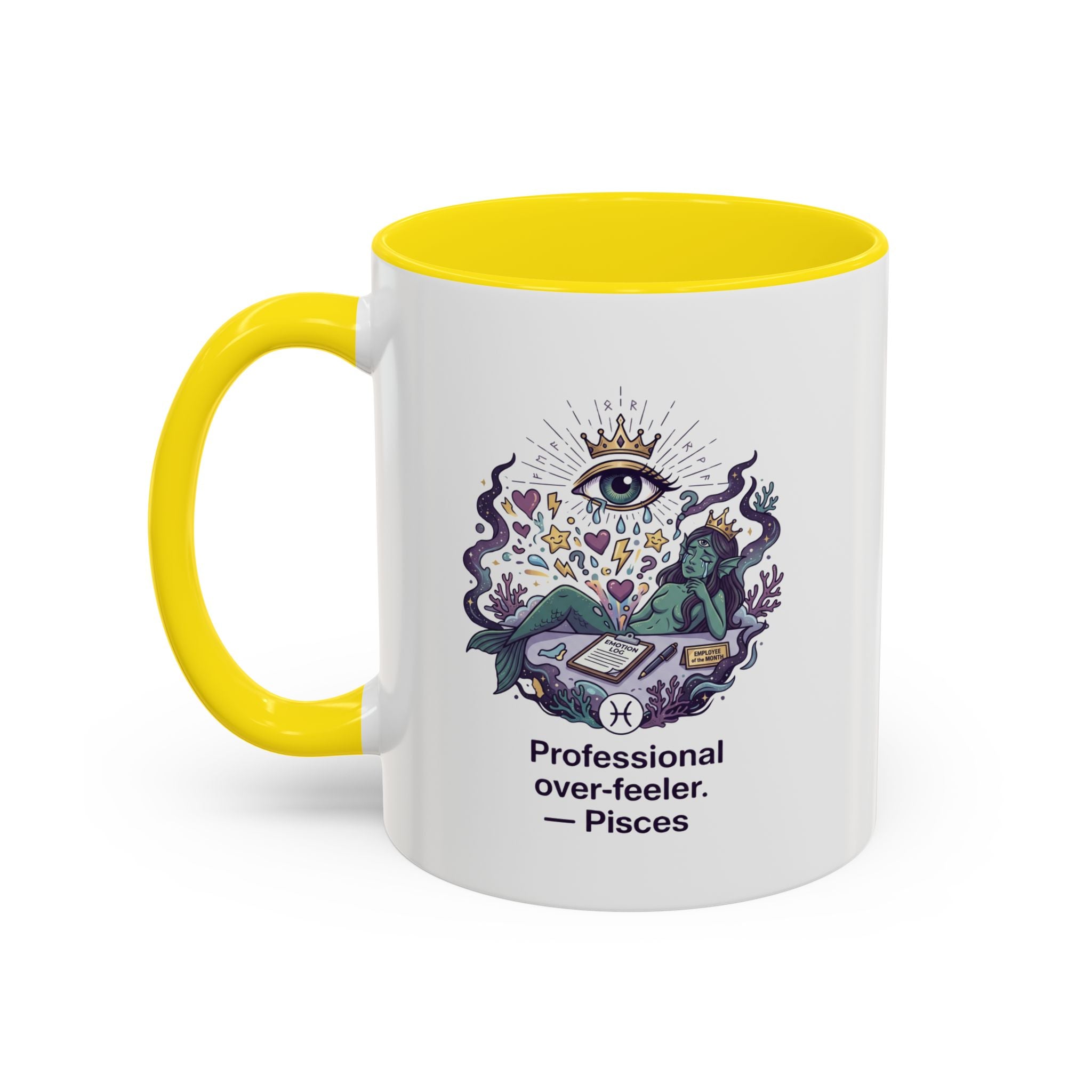 Pisces Coffee Mug — "Professional Over-feeler" Zodiac Accent Mug (11/15oz)