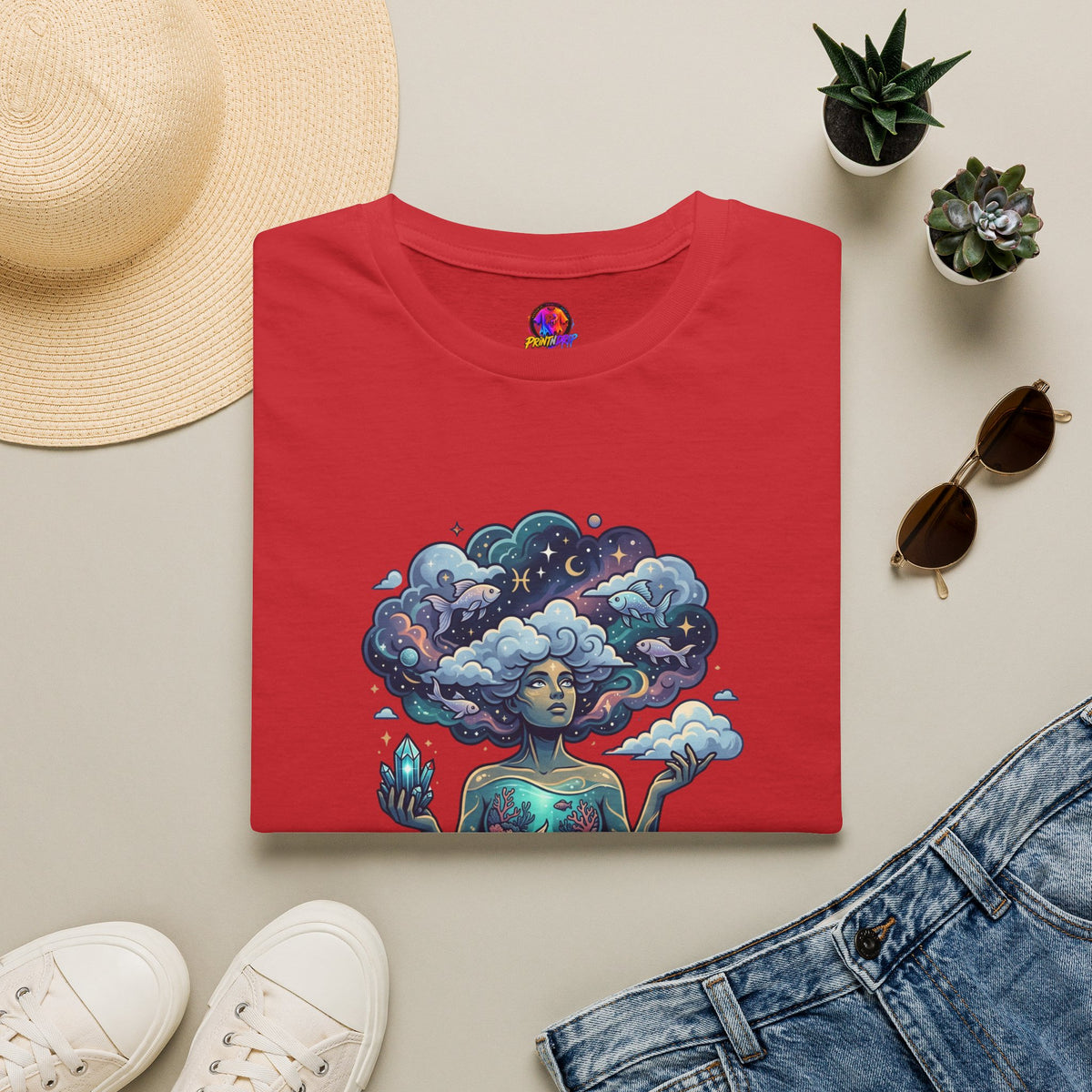 Dreamscape Goddess T-Shirt — 'Head in the Clouds' Surreal Art Tee